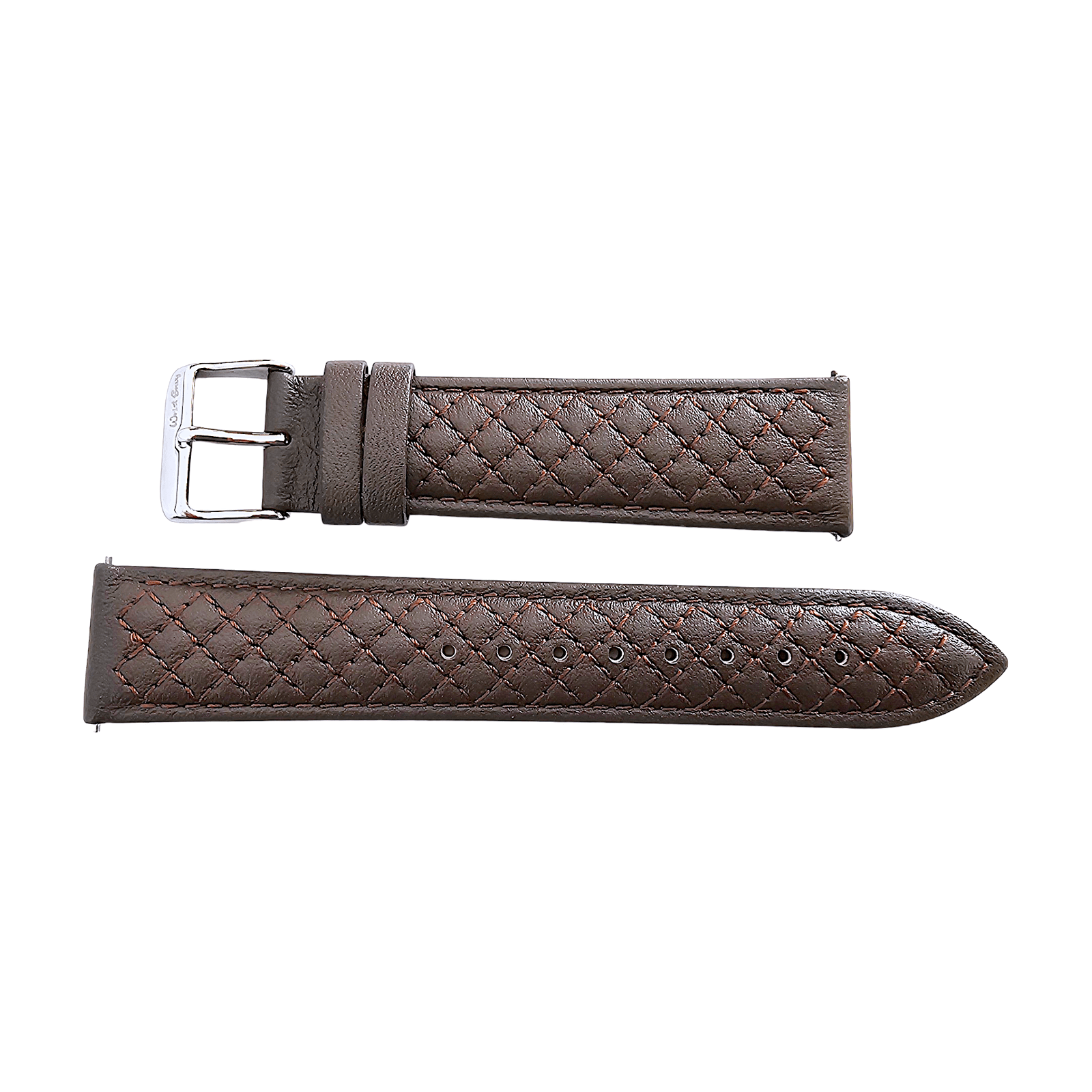 Fine Italian Leather Diamond Stitch Watch Strap Band 18mm 20mm 22mm Dark Brown - Wrist Envy