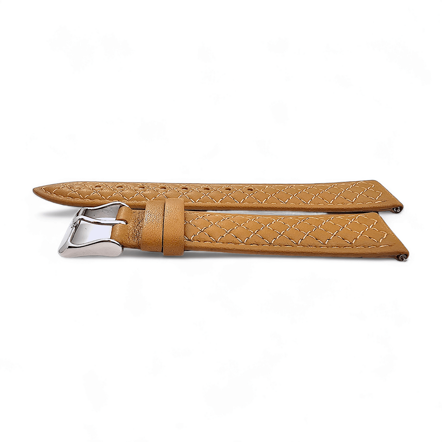 Fine Italian Leather Diamond Stitch Watch Strap Band 18mm 20mm 22mm Honey Tan - Wrist Envy