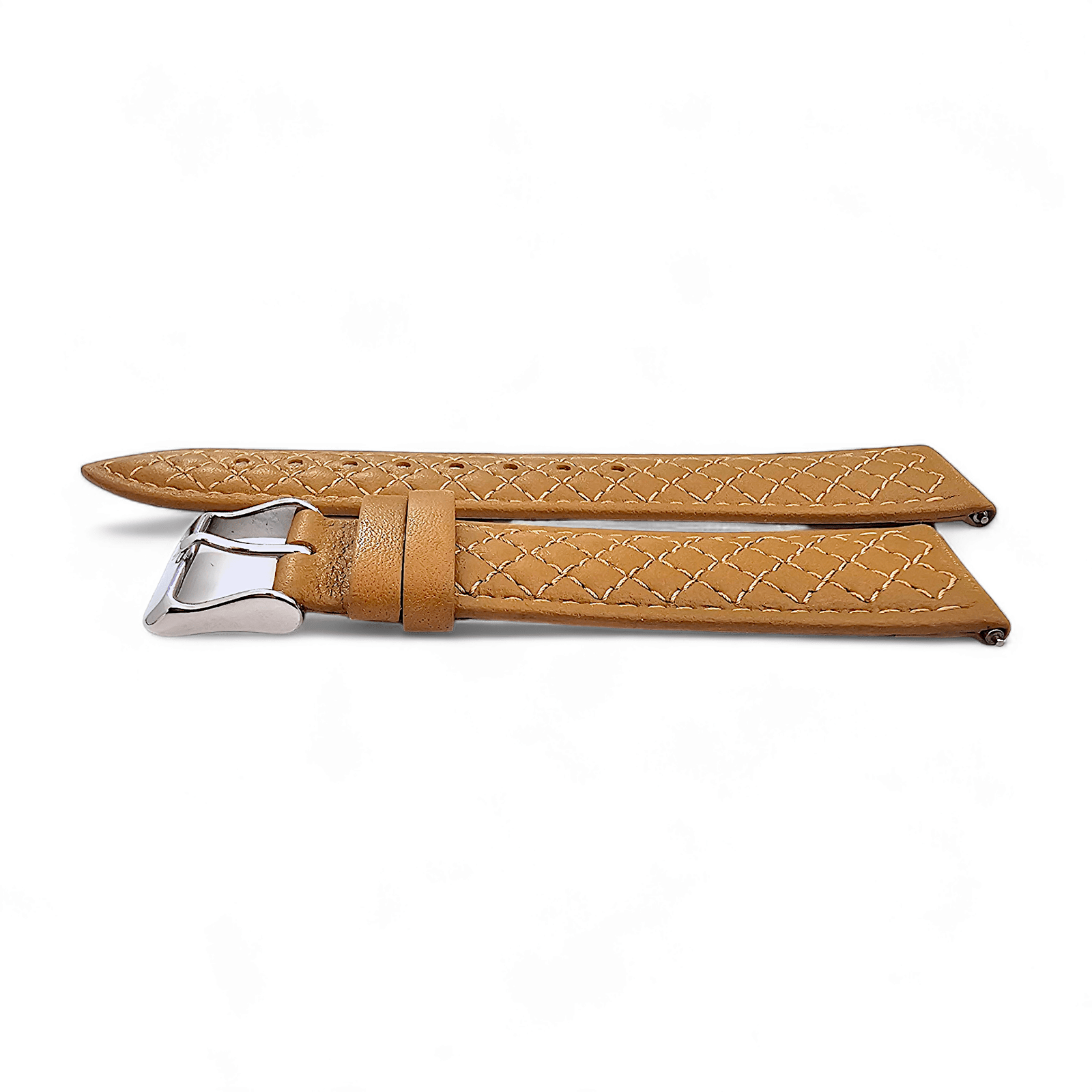 Fine Italian Leather Diamond Stitch Watch Strap Band 18mm 20mm 22mm Honey Tan - Wrist Envy
