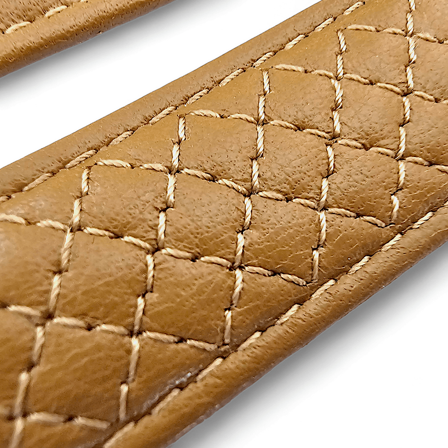 Fine Italian Leather Diamond Stitch Watch Strap Band 18mm 20mm 22mm Honey Tan - Wrist Envy