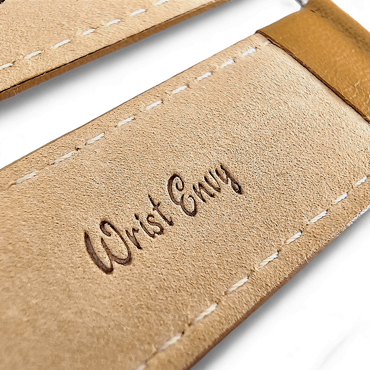 Fine Italian Leather Diamond Stitch Watch Strap Band 18mm 20mm 22mm Honey Tan - Wrist Envy