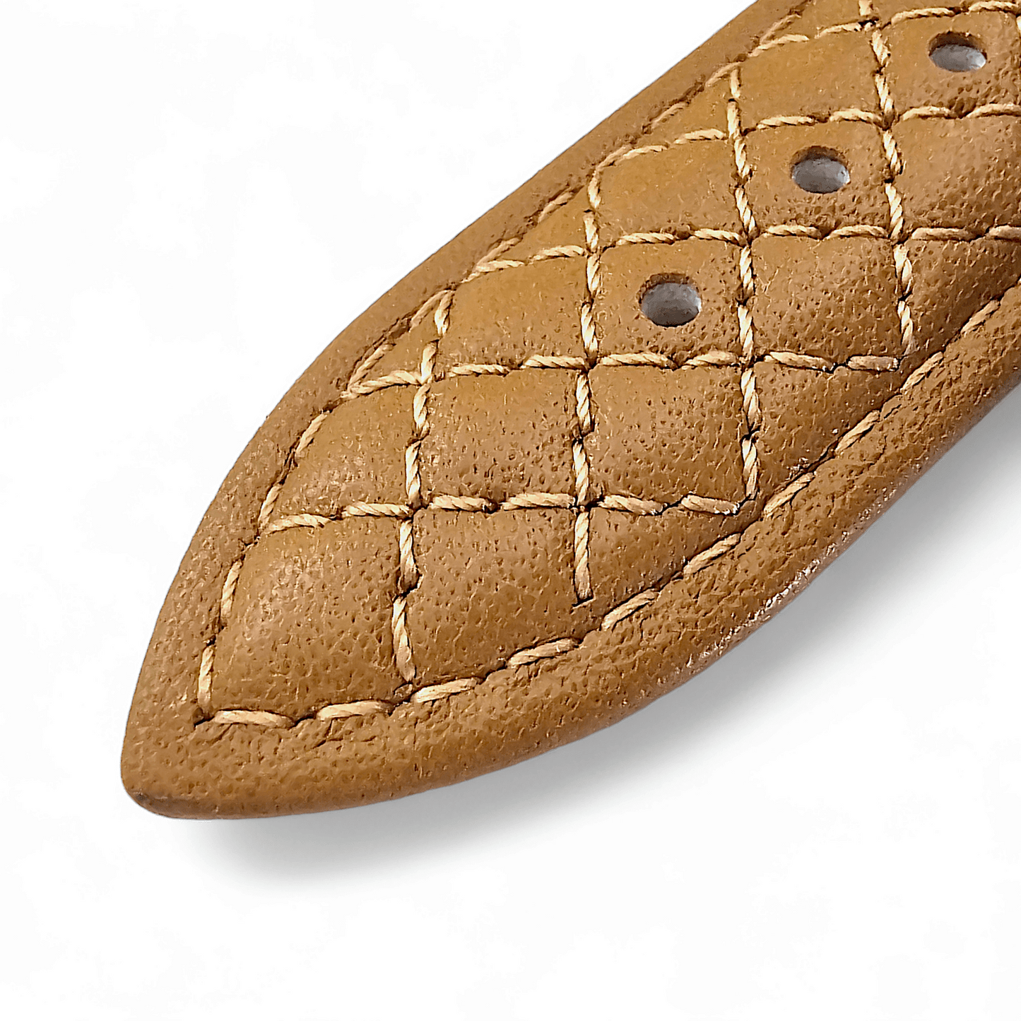 Fine Italian Leather Diamond Stitch Watch Strap Band 18mm 20mm 22mm Honey Tan - Wrist Envy