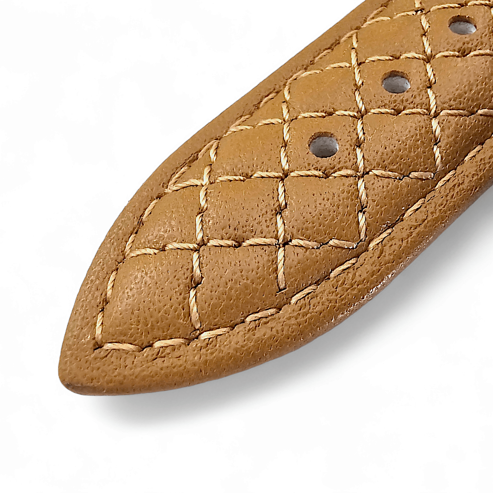 Fine Italian Leather Diamond Stitch Watch Strap Band 18mm 20mm 22mm Honey Tan - Wrist Envy