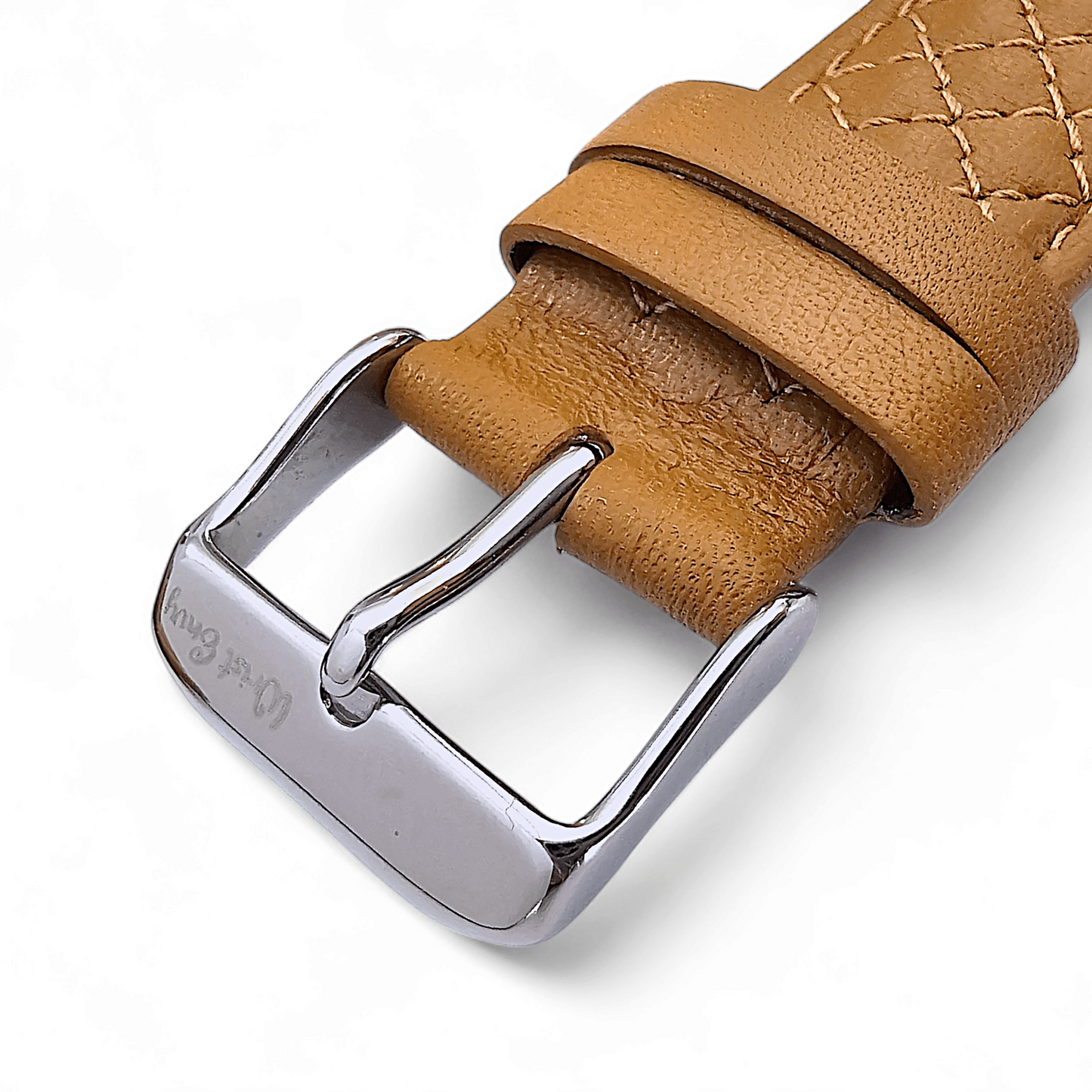 Fine Italian Leather Diamond Stitch Watch Strap Band 18mm 20mm 22mm Honey Tan - Wrist Envy