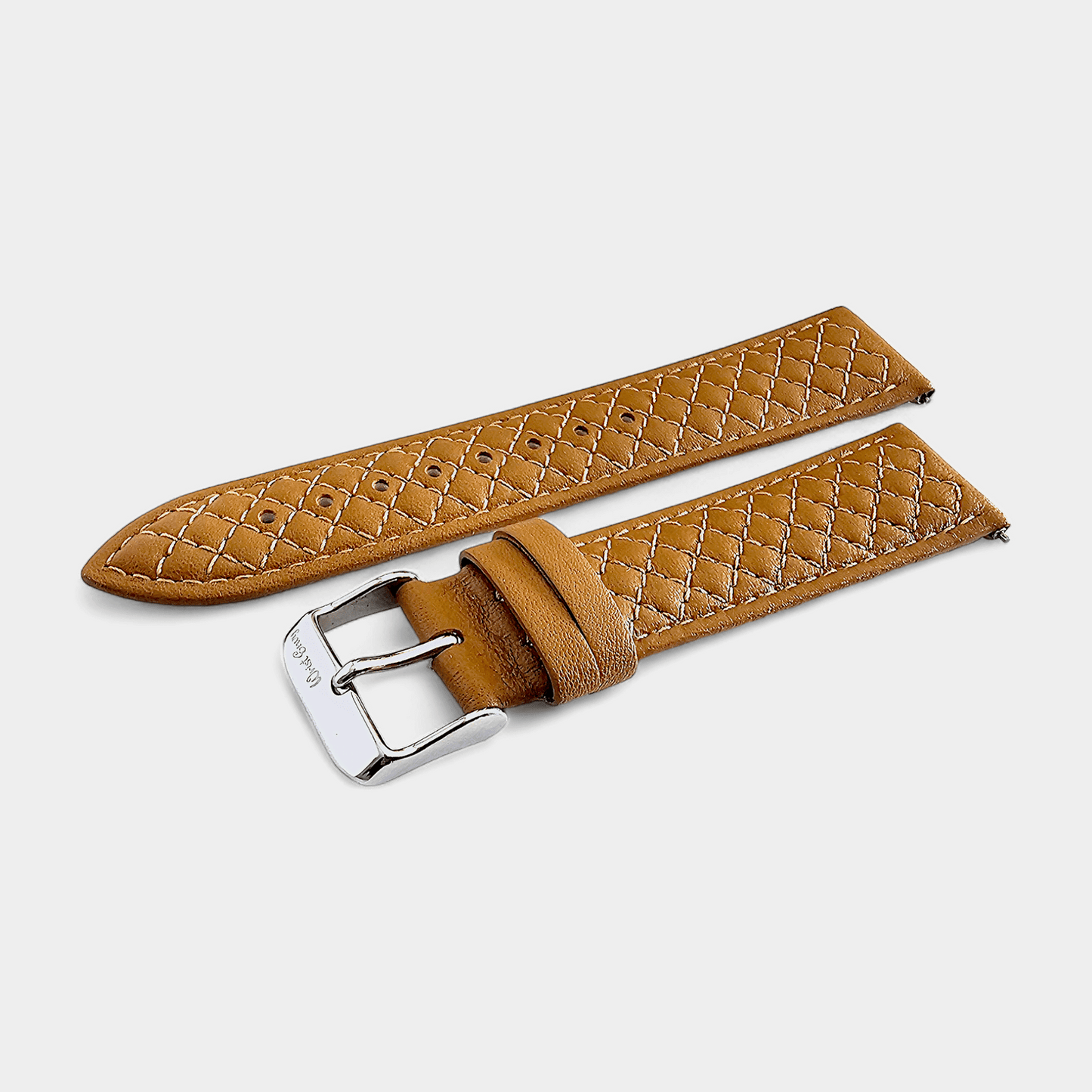 Fine Italian Leather Diamond Stitch Watch Strap Band 18mm 20mm 22mm Honey Tan - Wrist Envy