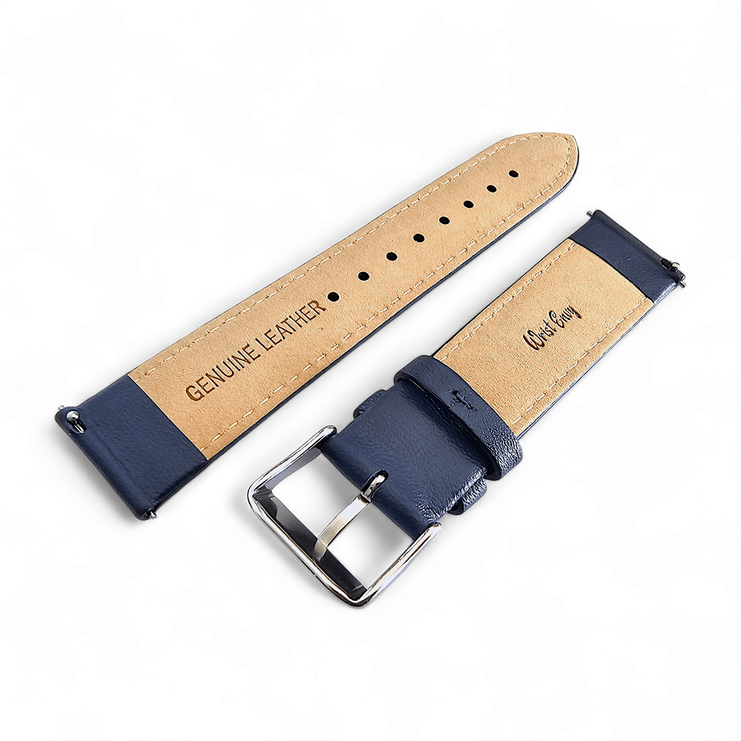 Fine Italian Leather Diamond Stitch Watch Strap Band 18mm 20mm 22mm Navy Blue - Wrist Envy