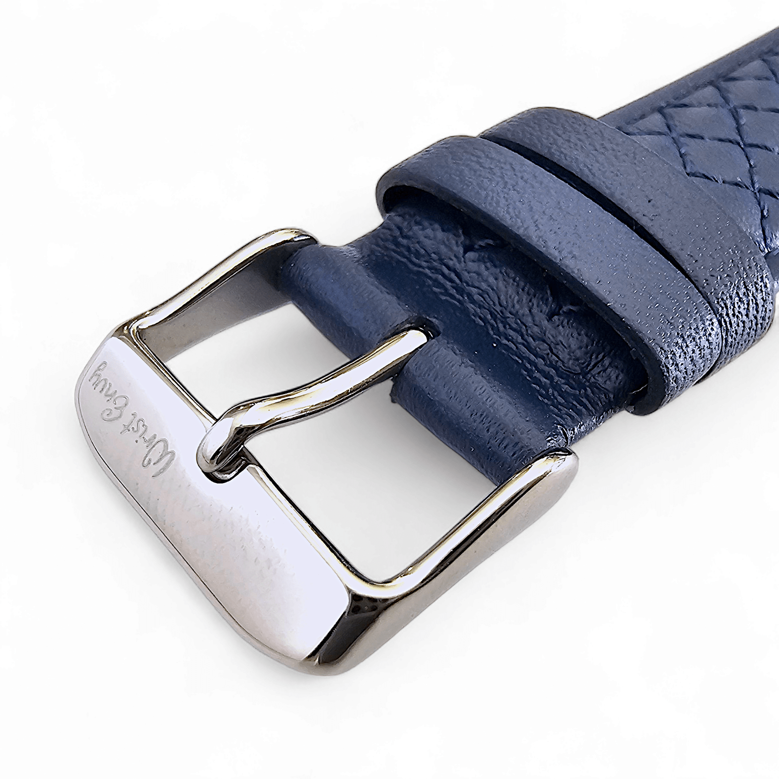 Fine Italian Leather Diamond Stitch Watch Strap Band 18mm 20mm 22mm Navy Blue - Wrist Envy