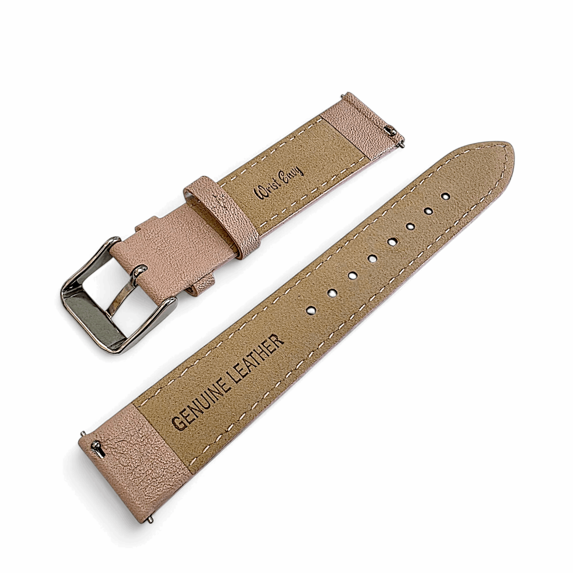 Fine Italian Leather Diamond Stitch Watch Strap Band 18mm Dusty Pink - Wrist Envy