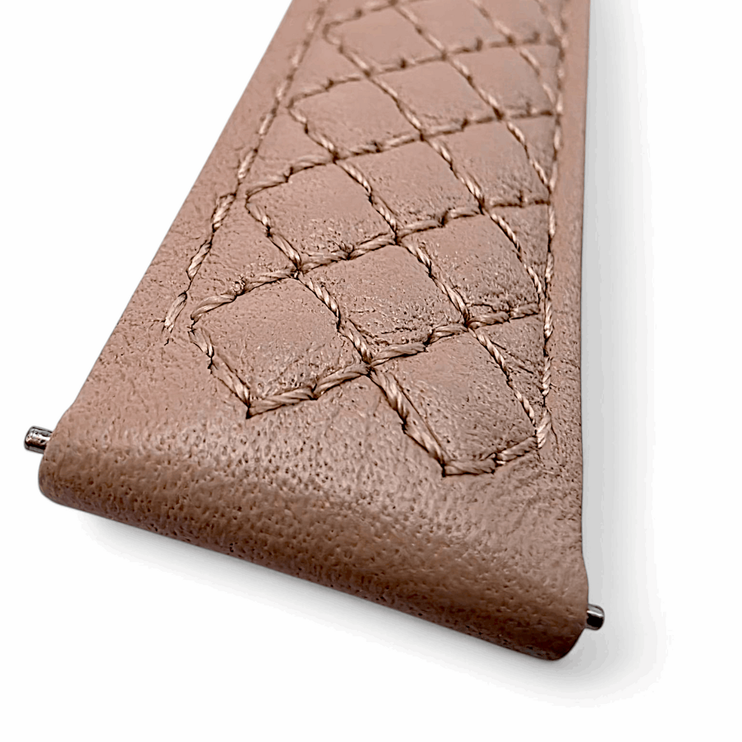 Fine Italian Leather Diamond Stitch Watch Strap Band 18mm Dusty Pink - Wrist Envy