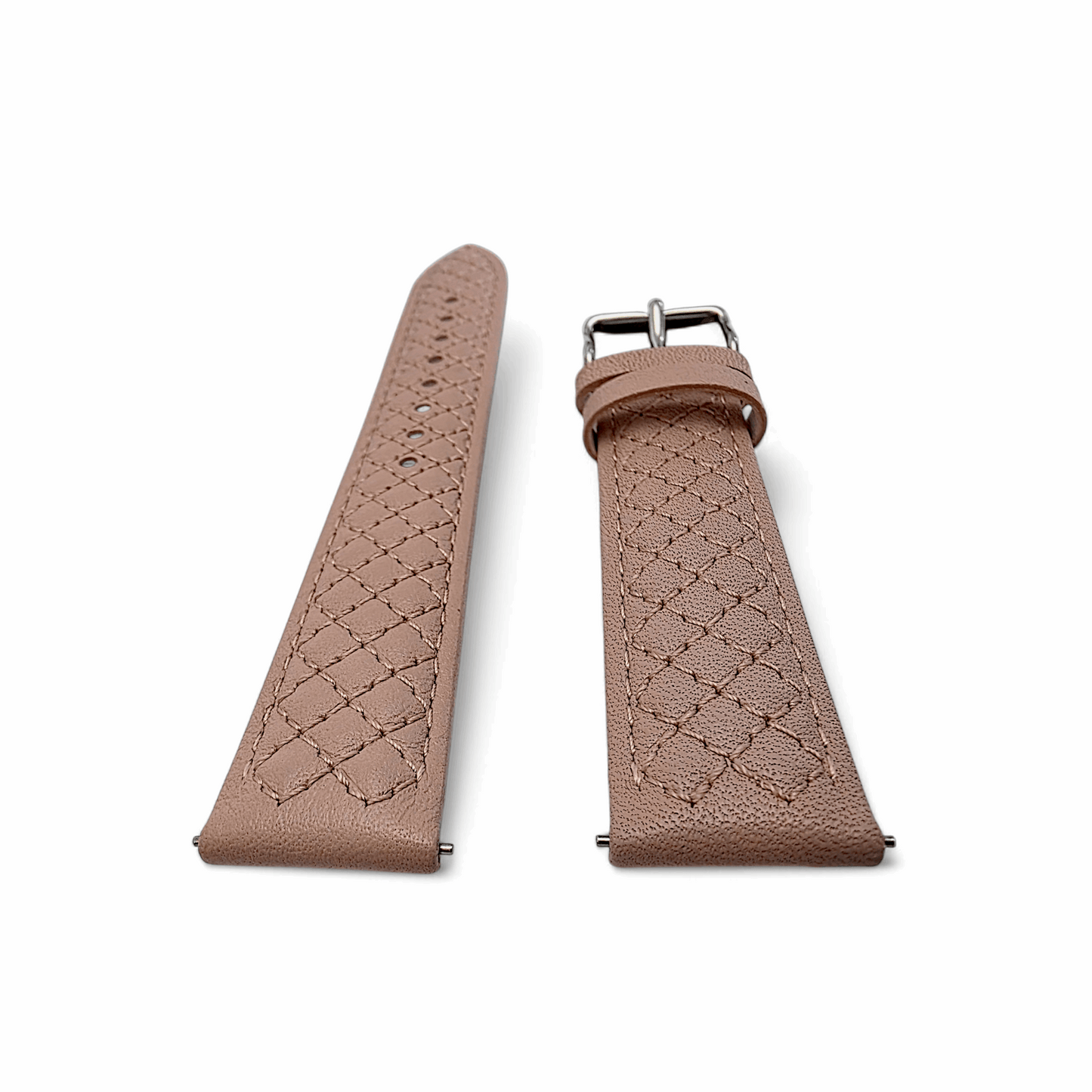 Fine Italian Leather Diamond Stitch Watch Strap Band 18mm Dusty Pink - Wrist Envy