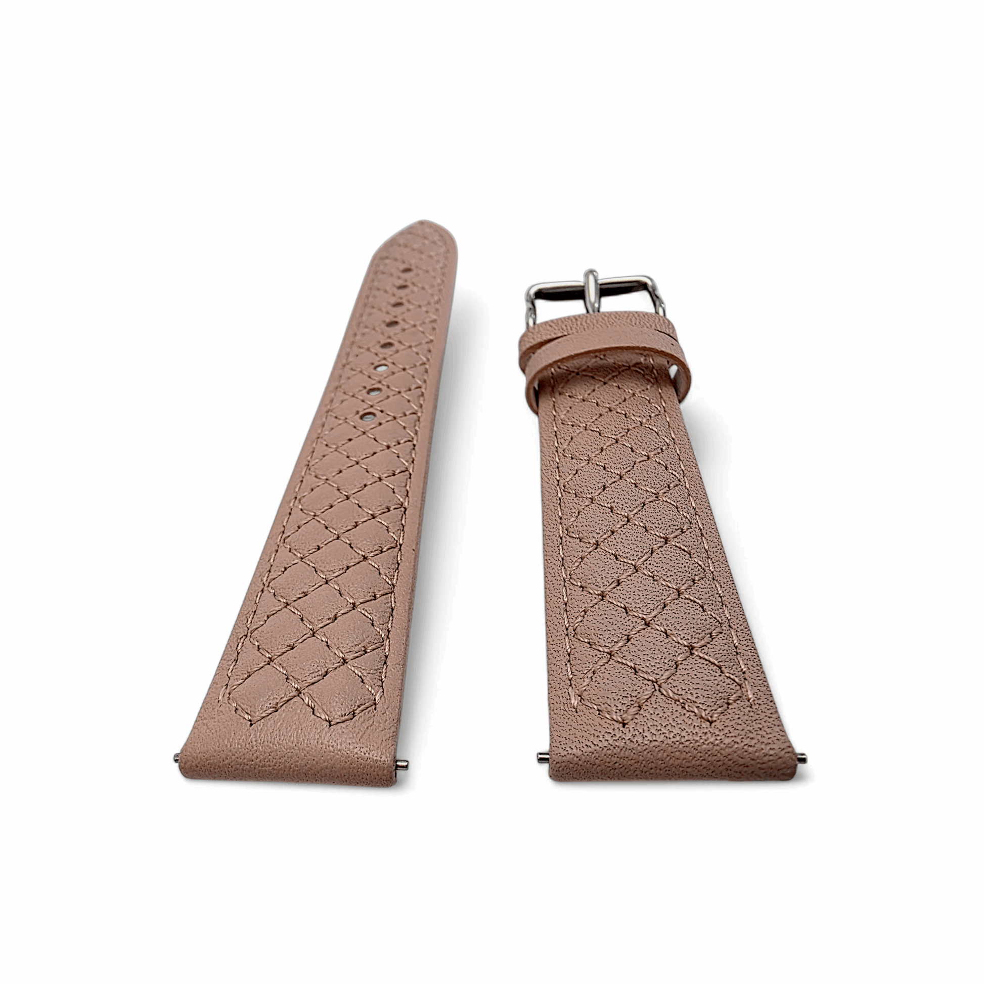 Fine Italian Leather Diamond Stitch Watch Strap Band 18mm Dusty Pink - Wrist Envy