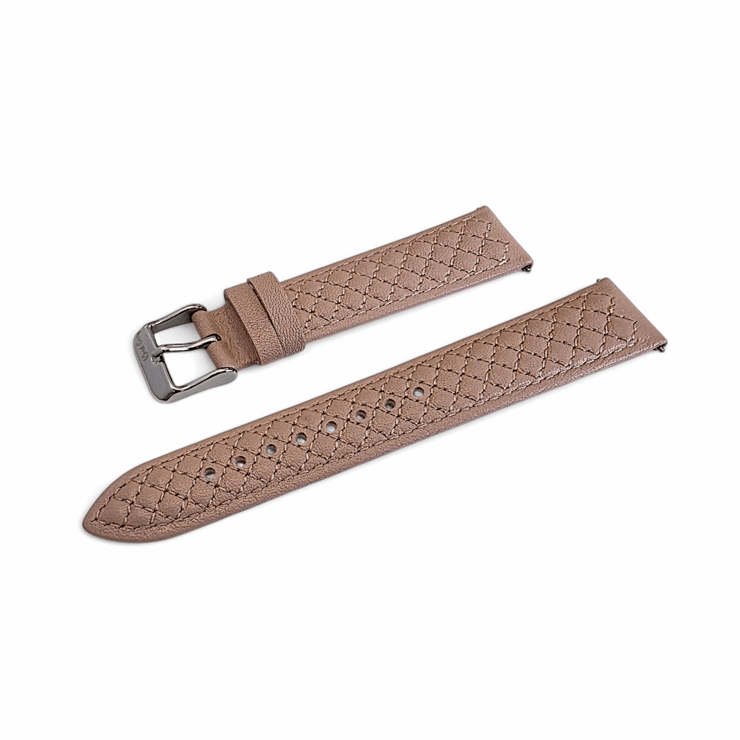 Fine Italian Leather Diamond Stitch Watch Strap Band 18mm Dusty Pink - Wrist Envy