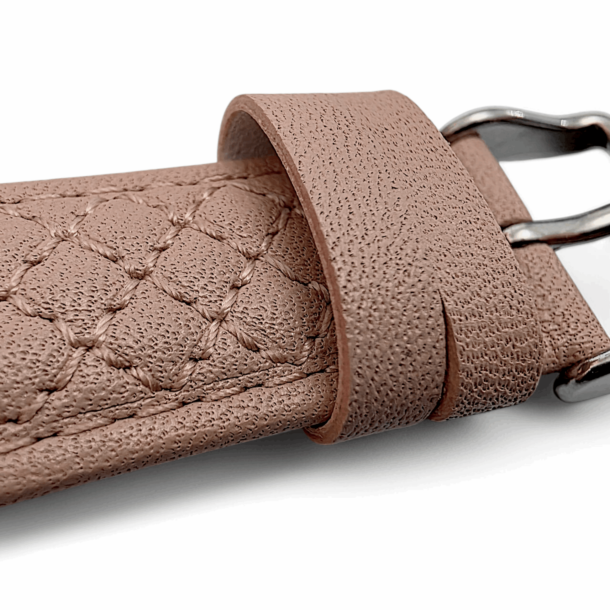 Fine Italian Leather Diamond Stitch Watch Strap Band 18mm Dusty Pink - Wrist Envy