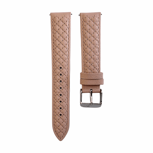 Fine Italian Leather Diamond Stitch Watch Strap Band 18mm Dusty Pink - Wrist Envy
