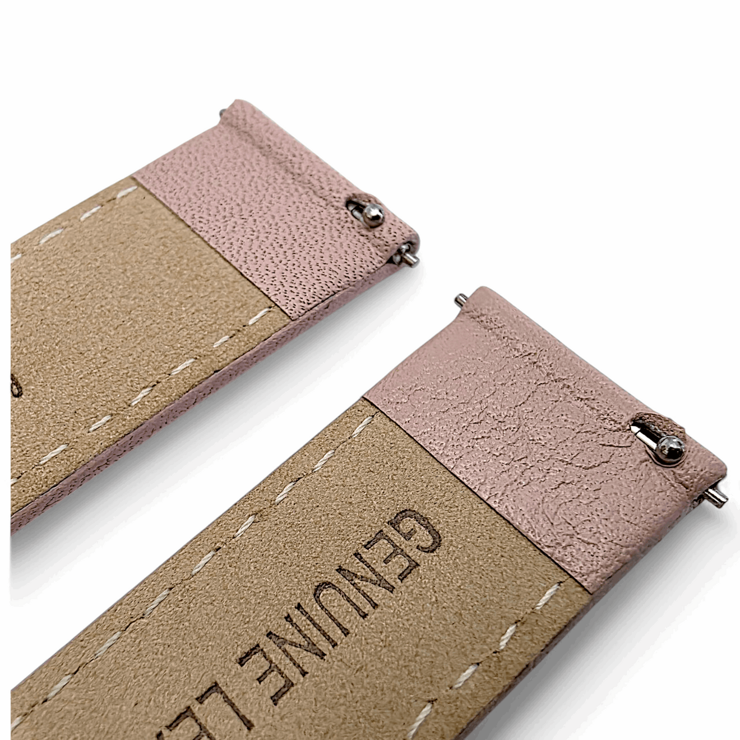 Fine Italian Leather Diamond Stitch Watch Strap Band 18mm Dusty Pink - Wrist Envy