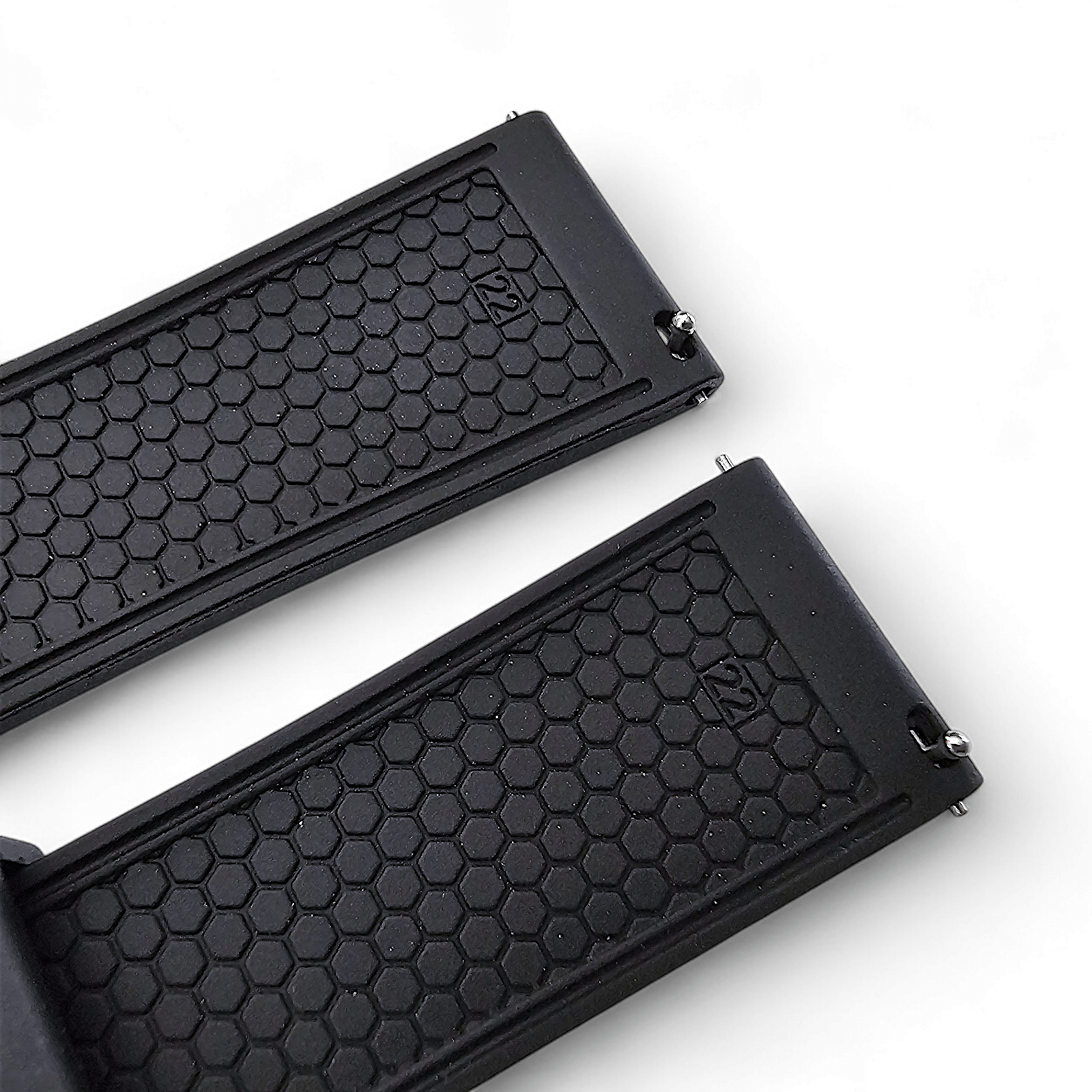 FKM Rubber Butterfly Deployment Watch Strap 20mm 22mm Black - Wrist Envy