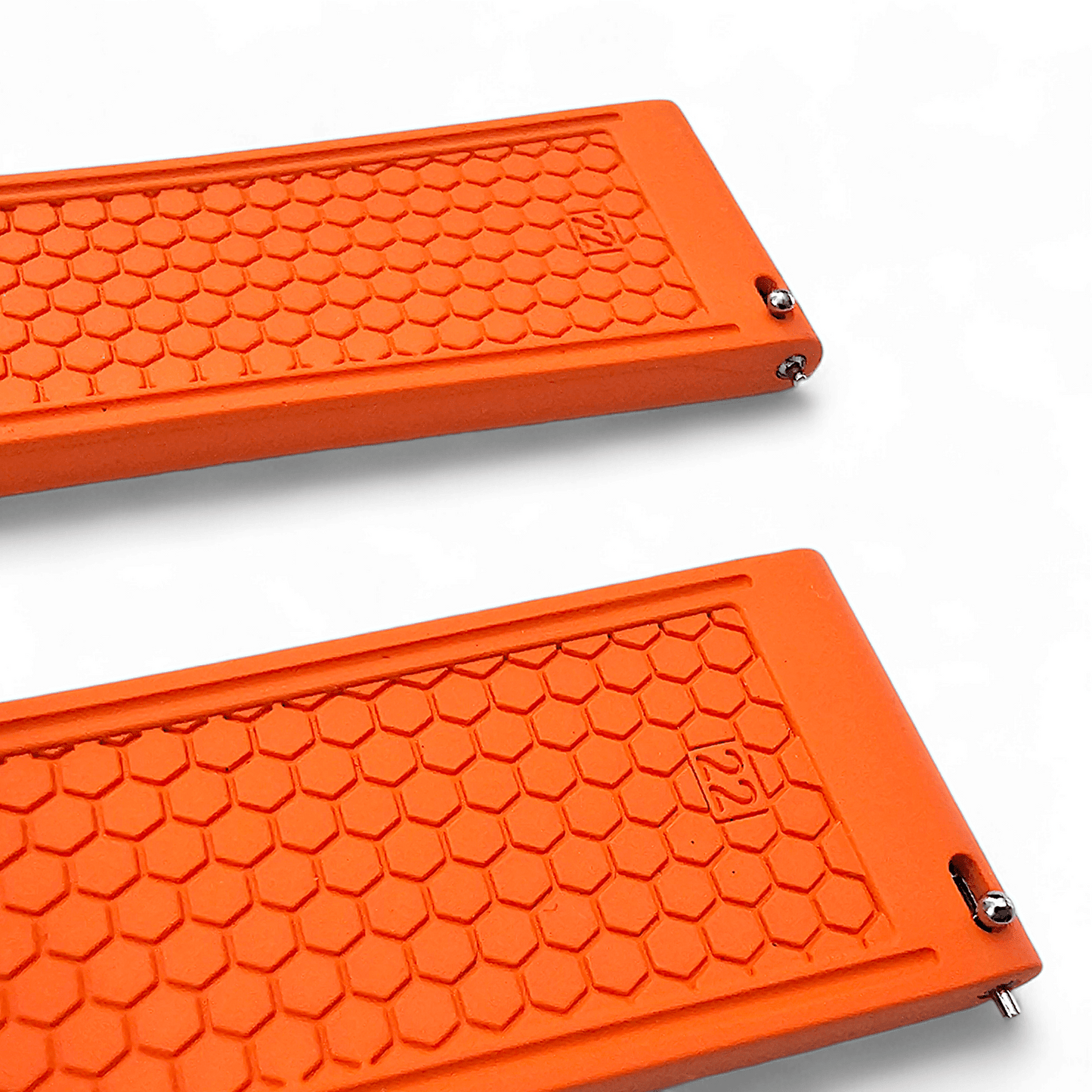 FKM Rubber Butterfly Deployment Watch Strap 20mm 22mm Orange - Wrist Envy