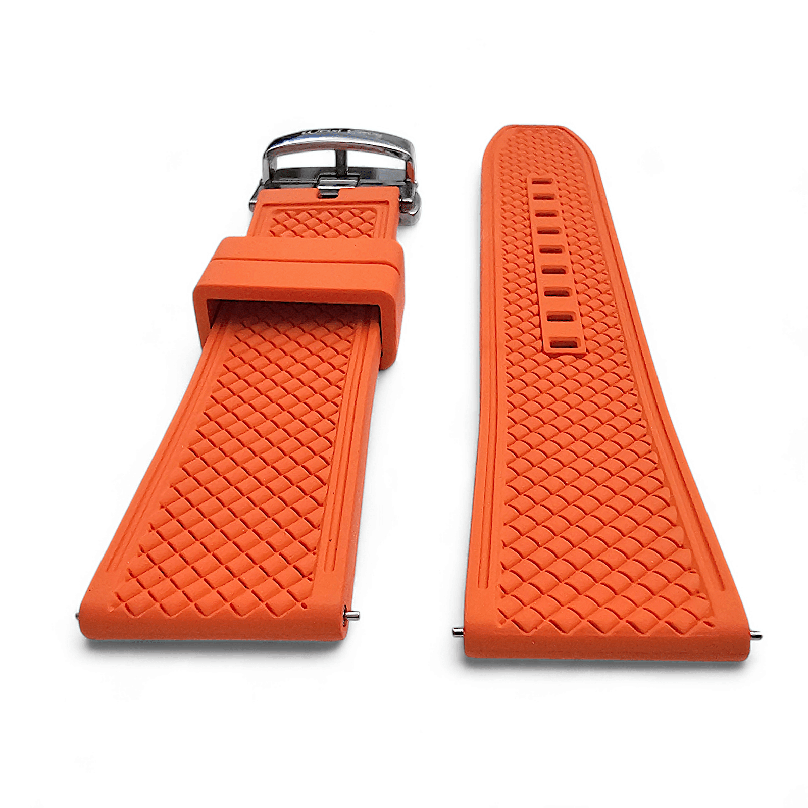 FKM Rubber Butterfly Deployment Watch Strap 20mm 22mm Orange - Wrist Envy