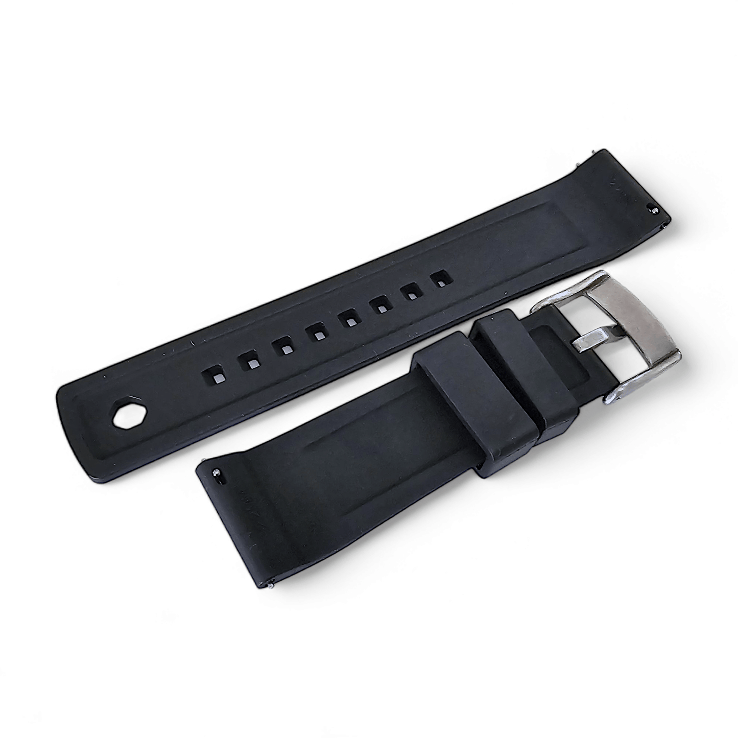 FKM Rubber Crosshatch Tyre Track Divers Watch Strap Band 20mm 22mm Black - Wrist Envy
