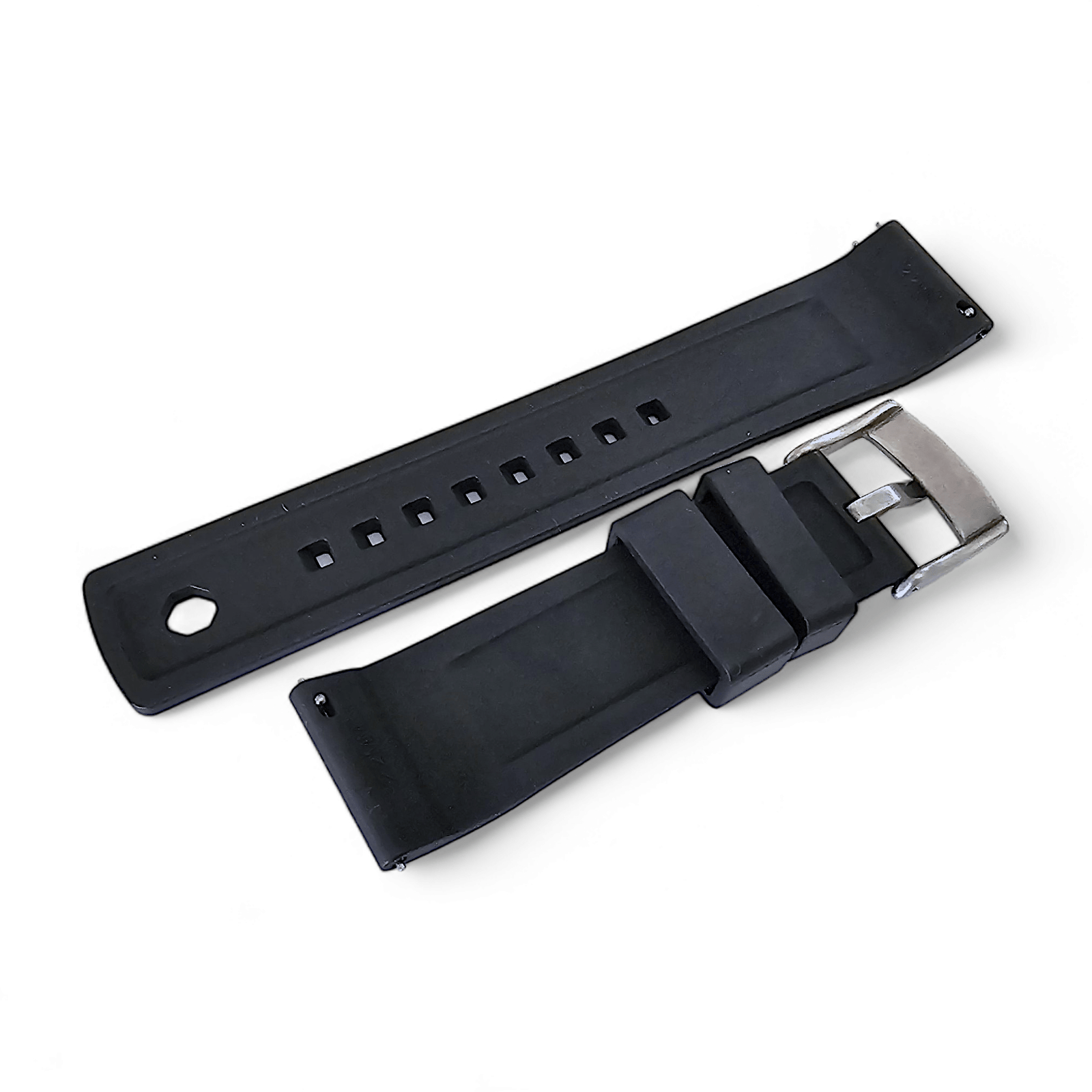 FKM Rubber Crosshatch Tyre Track Divers Watch Strap Band 20mm 22mm Black - Wrist Envy