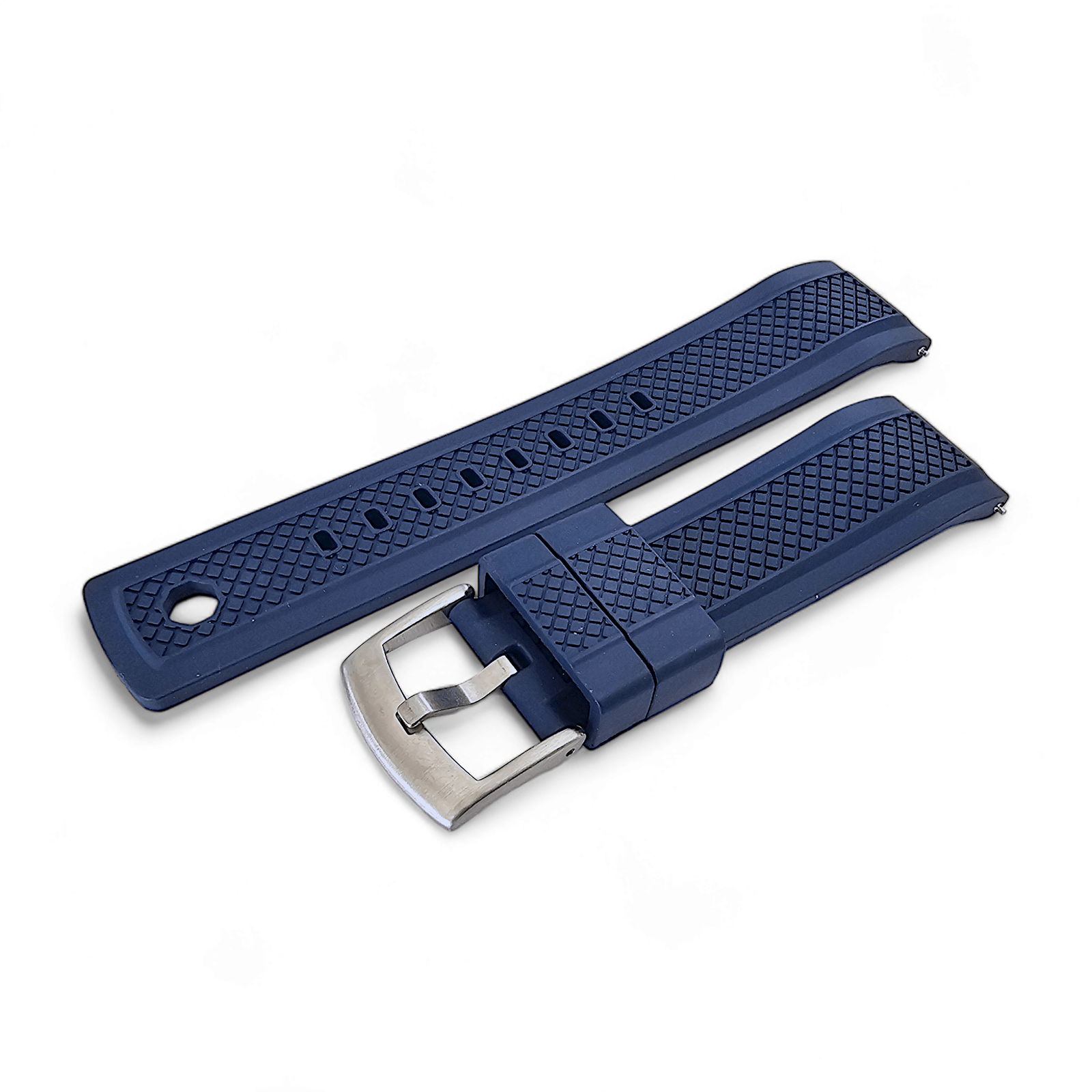 FKM Rubber Crosshatch Tyre Track Divers Watch Strap Band 20mm 22mm Blue - Wrist Envy