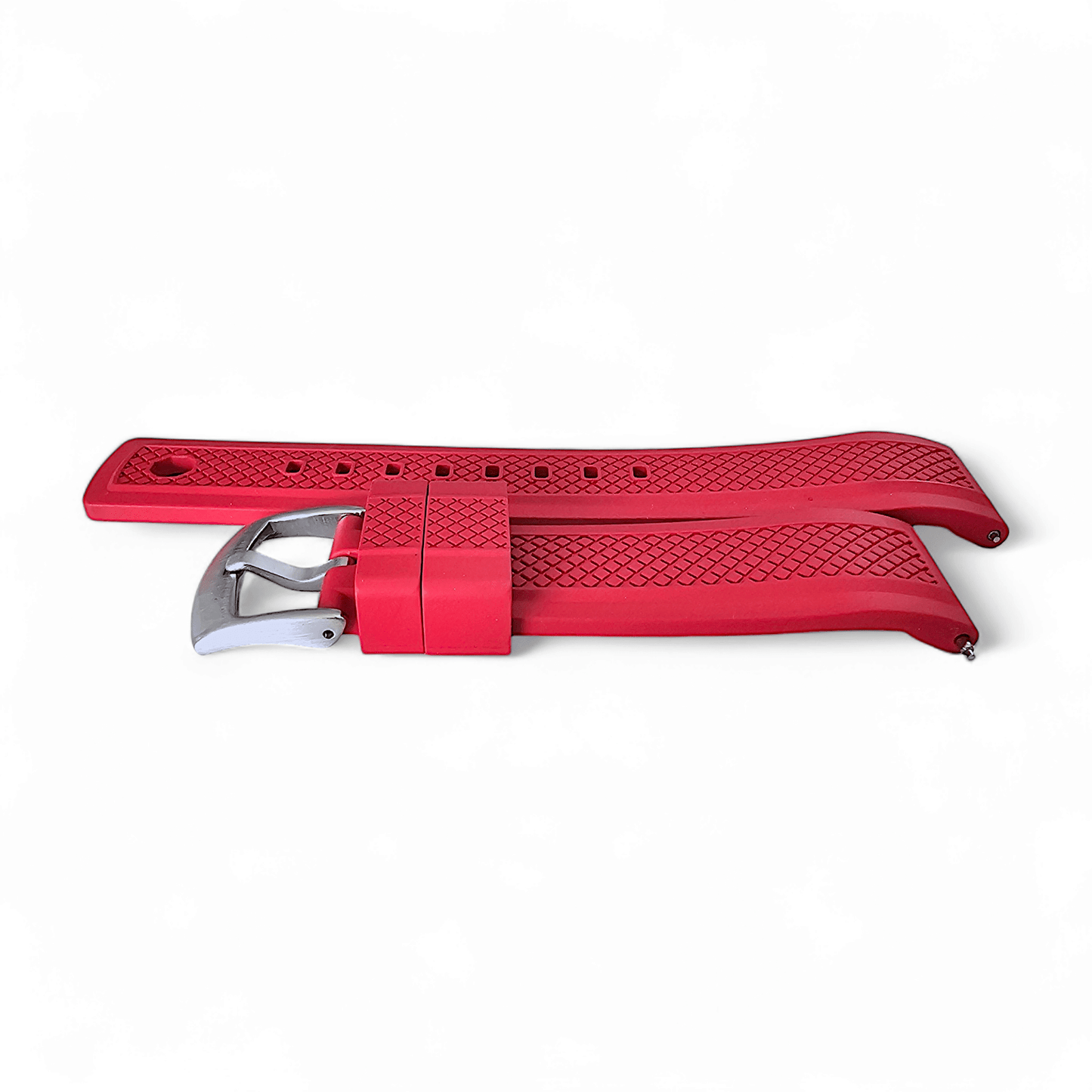 FKM Rubber Crosshatch Tyre Track Divers Watch Strap Band 20mm 22mm Red - Wrist Envy