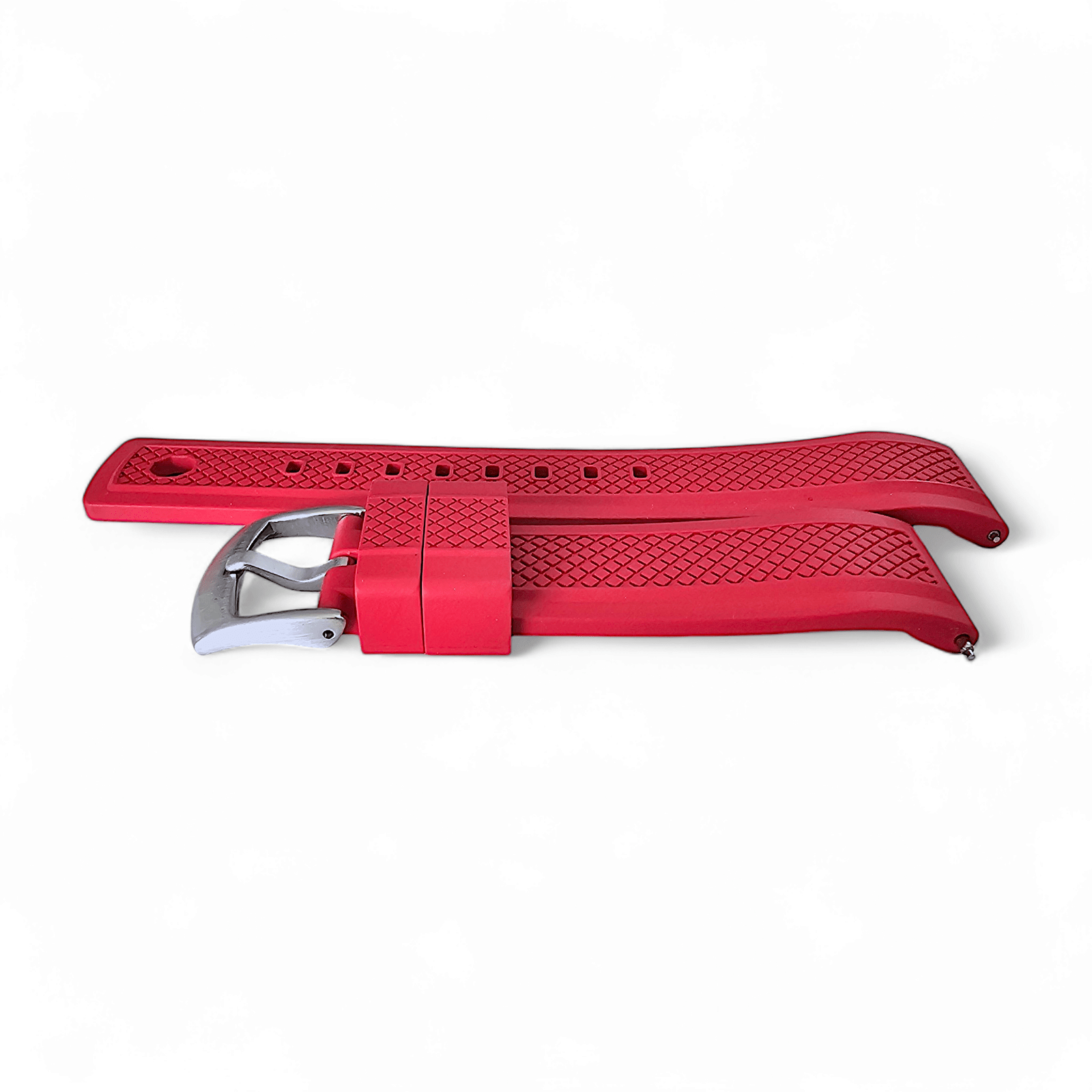 FKM Rubber Crosshatch Tyre Track Divers Watch Strap Band 20mm 22mm Red - Wrist Envy