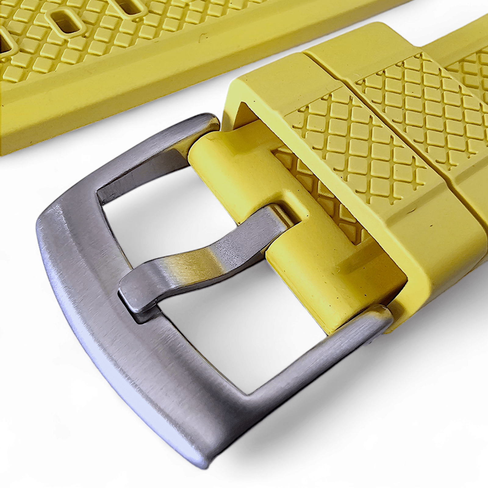 FKM Rubber Crosshatch Tyre Track Divers Watch Strap Band 20mm 22mm Yellow - Wrist Envy