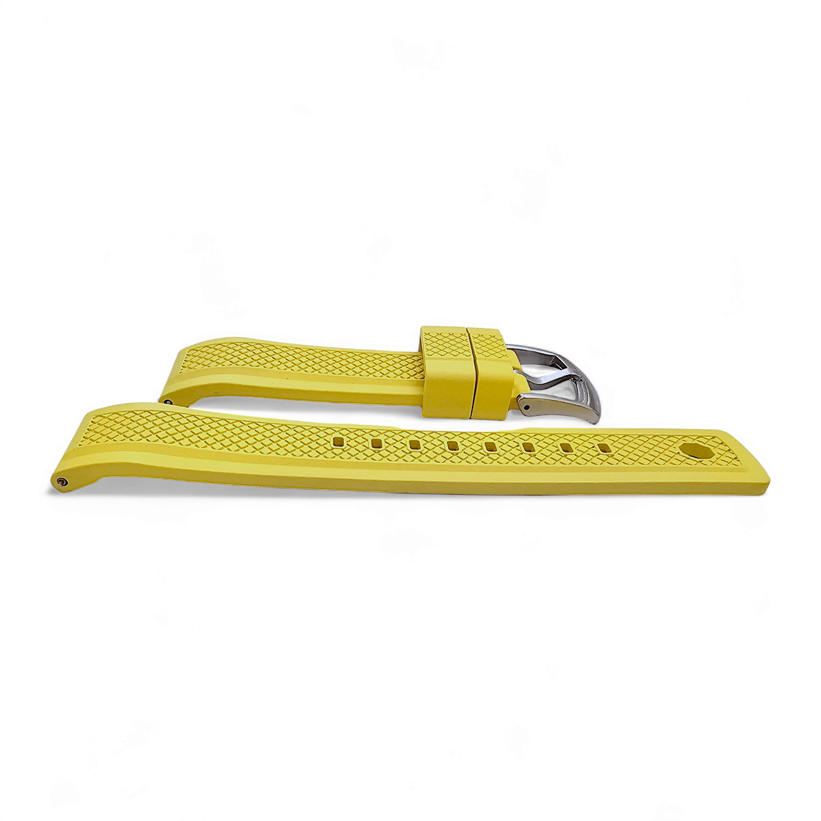 FKM Rubber Crosshatch Tyre Track Divers Watch Strap Band 20mm 22mm Yellow - Wrist Envy