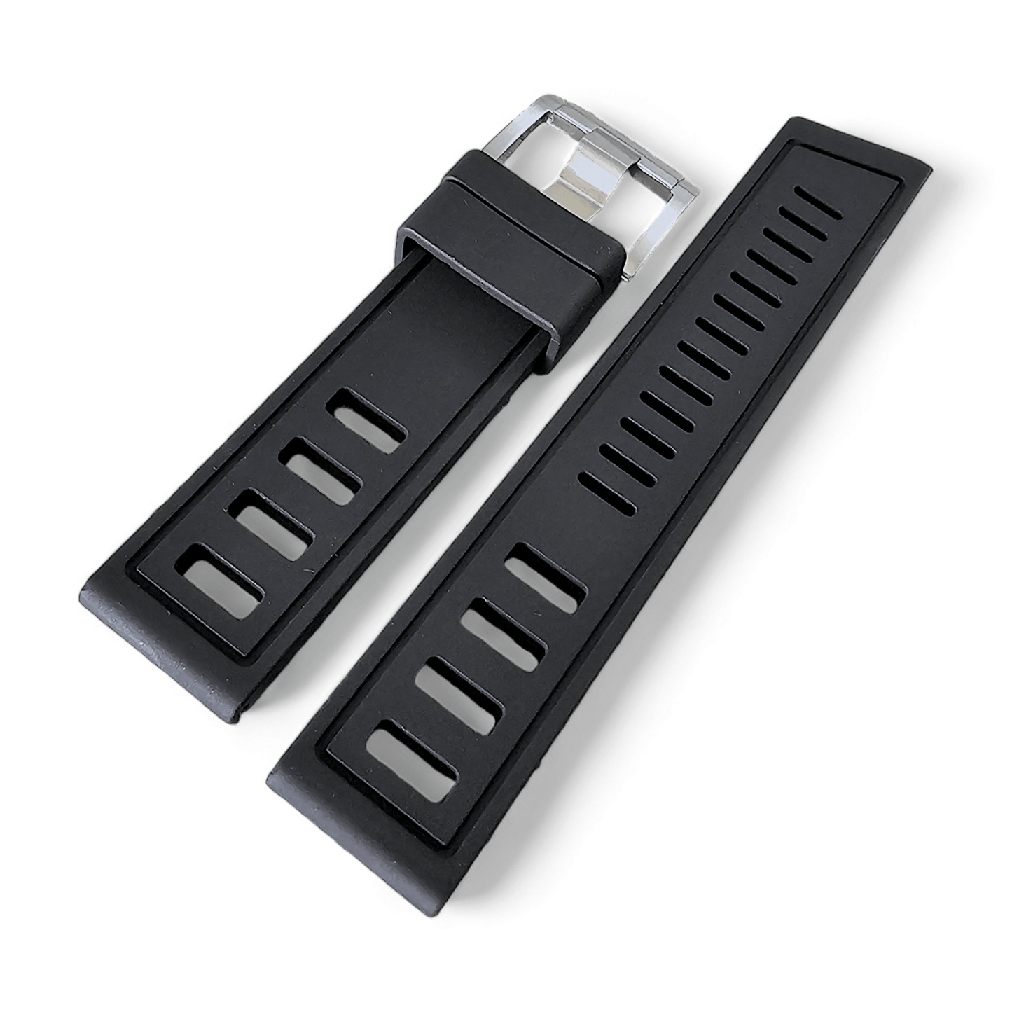 FKM Rubber Divers High Quality Thick Watch Strap Band 20mm 22mm Black - Wrist Envy