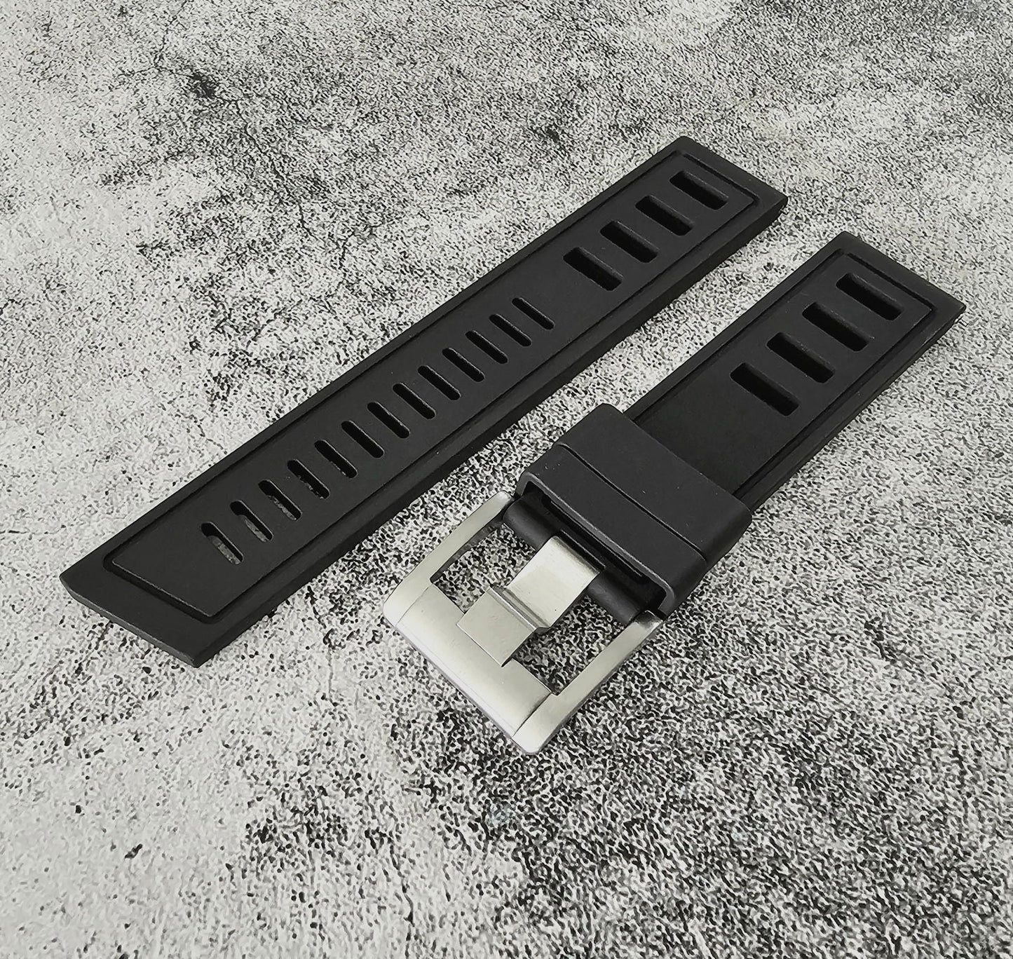 FKM Rubber Divers High Quality Thick Watch Strap Band 20mm 22mm Black - Wrist Envy