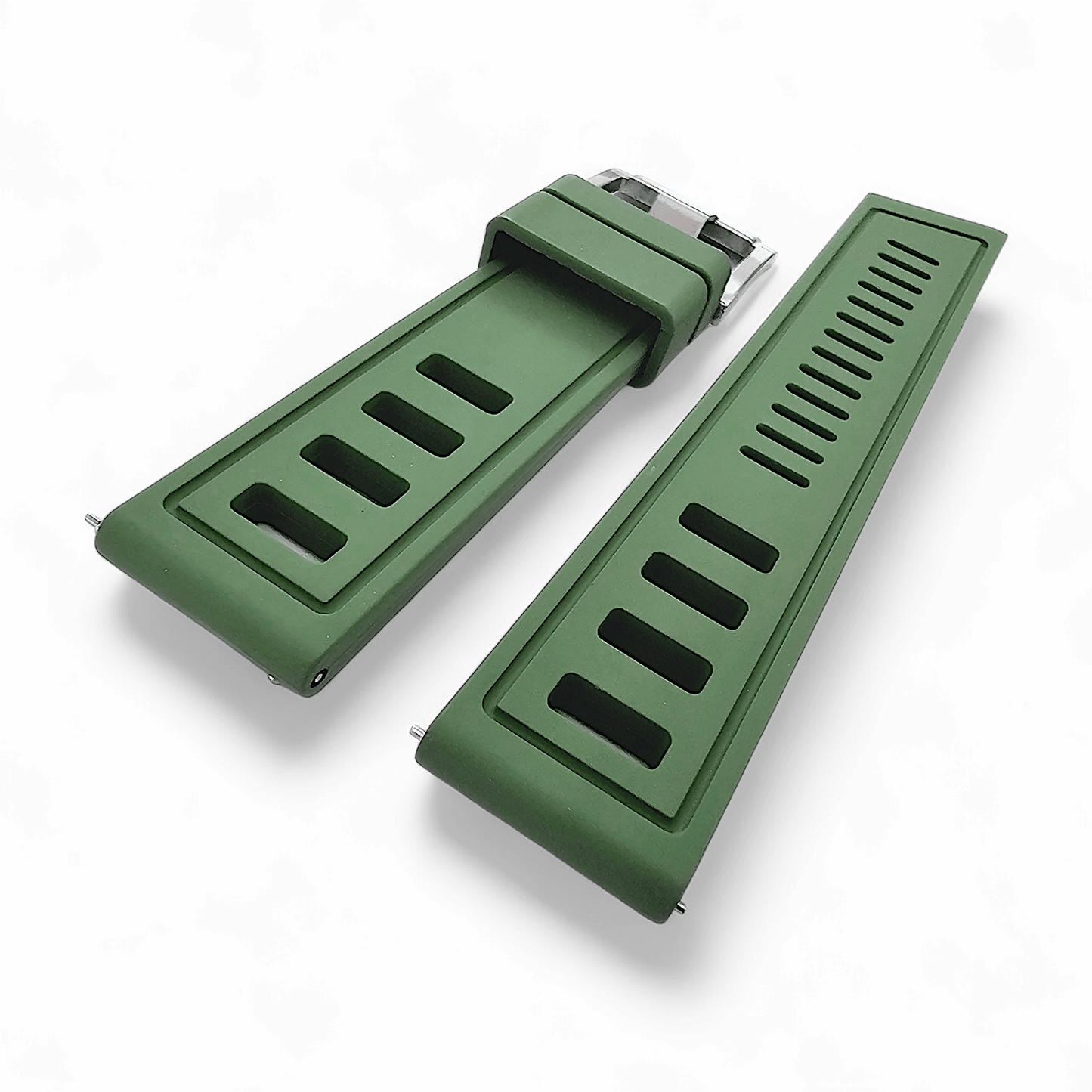 FKM Rubber Divers High Quality Thick Watch Strap Band 20mm 22mm Green - Wrist Envy
