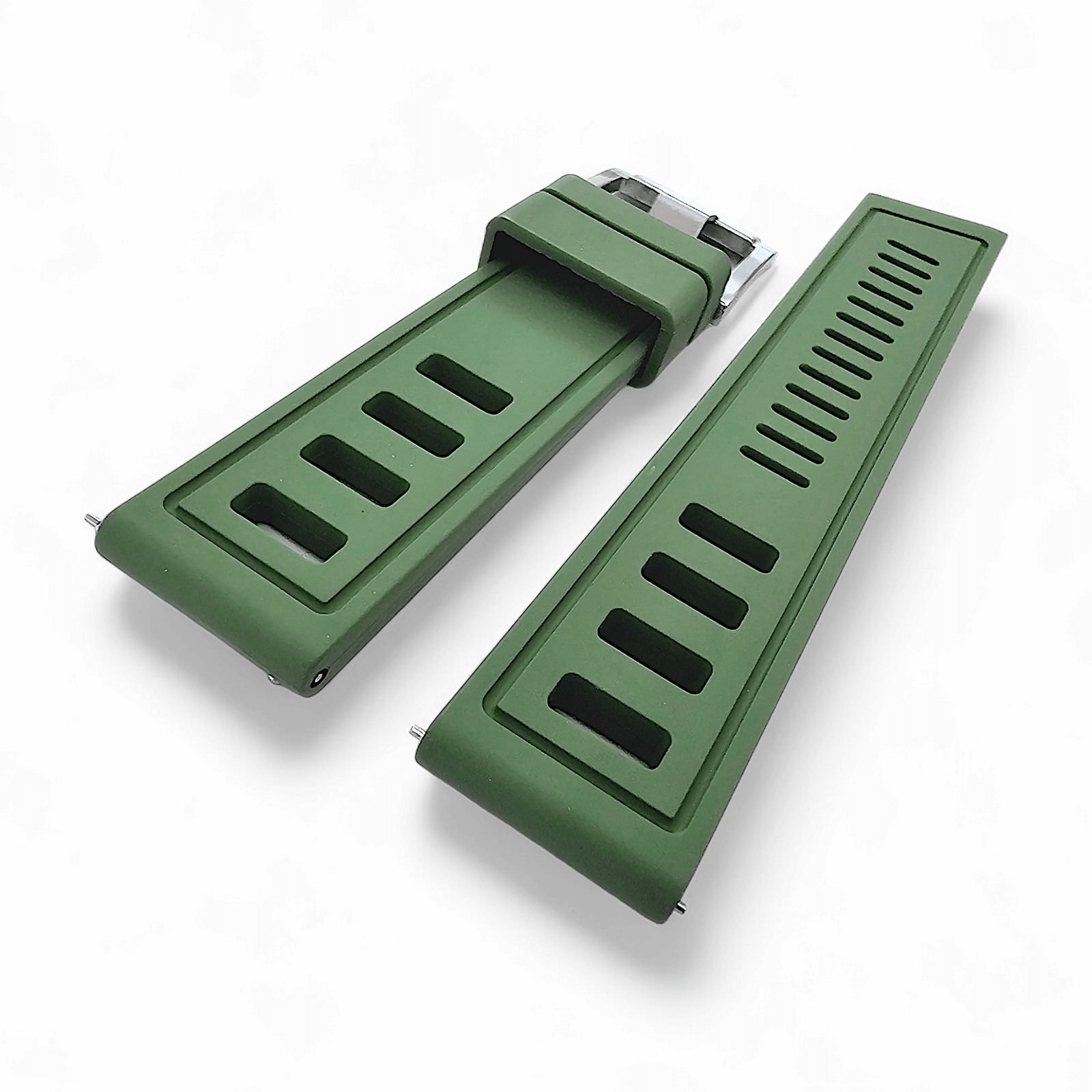 FKM Rubber Divers High Quality Thick Watch Strap Band 20mm 22mm Green - Wrist Envy