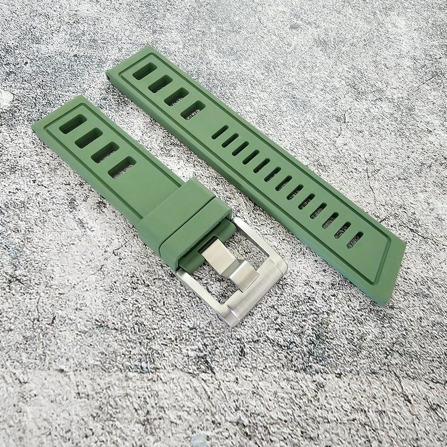 FKM Rubber Divers High Quality Thick Watch Strap Band 20mm 22mm Green - Wrist Envy