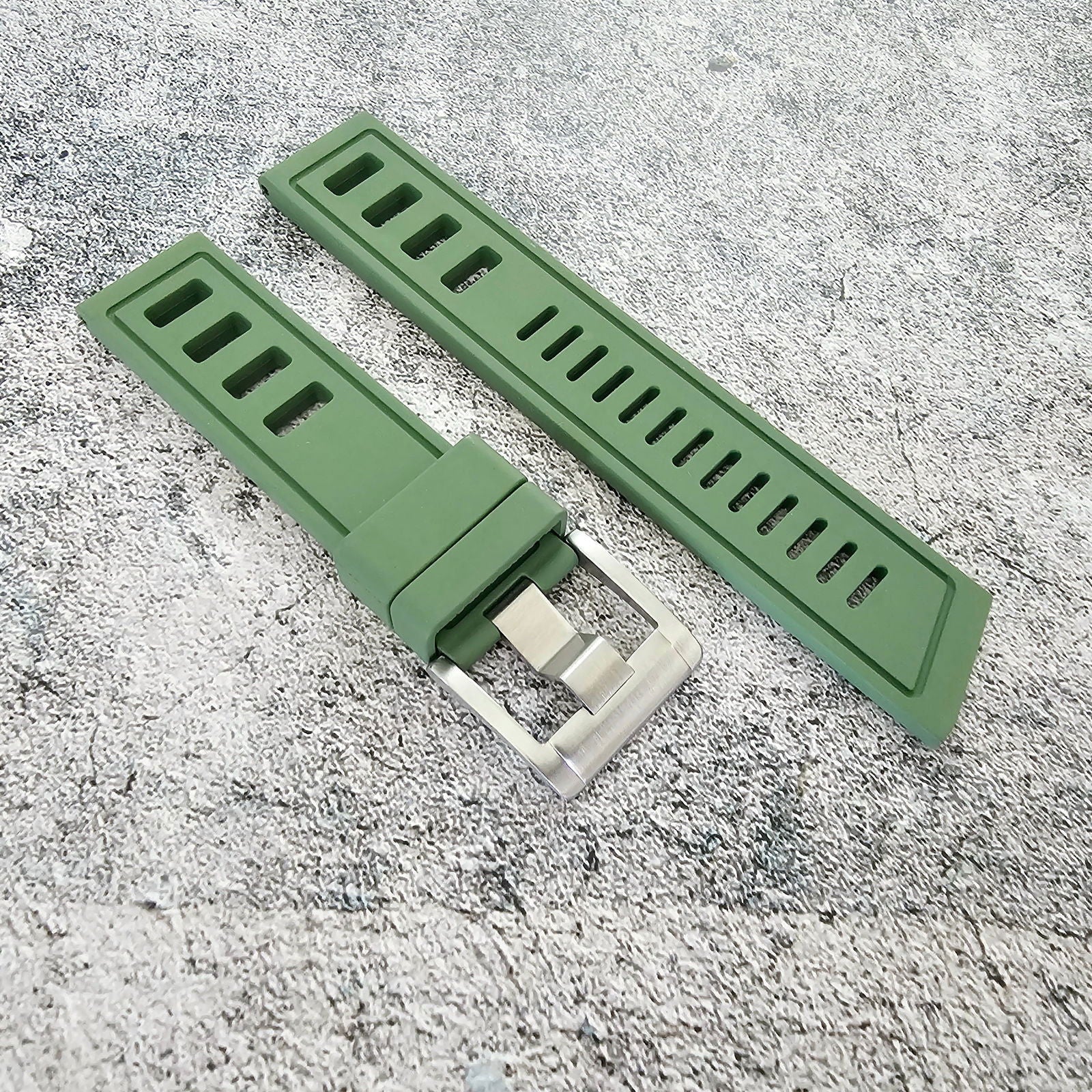 FKM Rubber Divers High Quality Thick Watch Strap Band 20mm 22mm Green - Wrist Envy