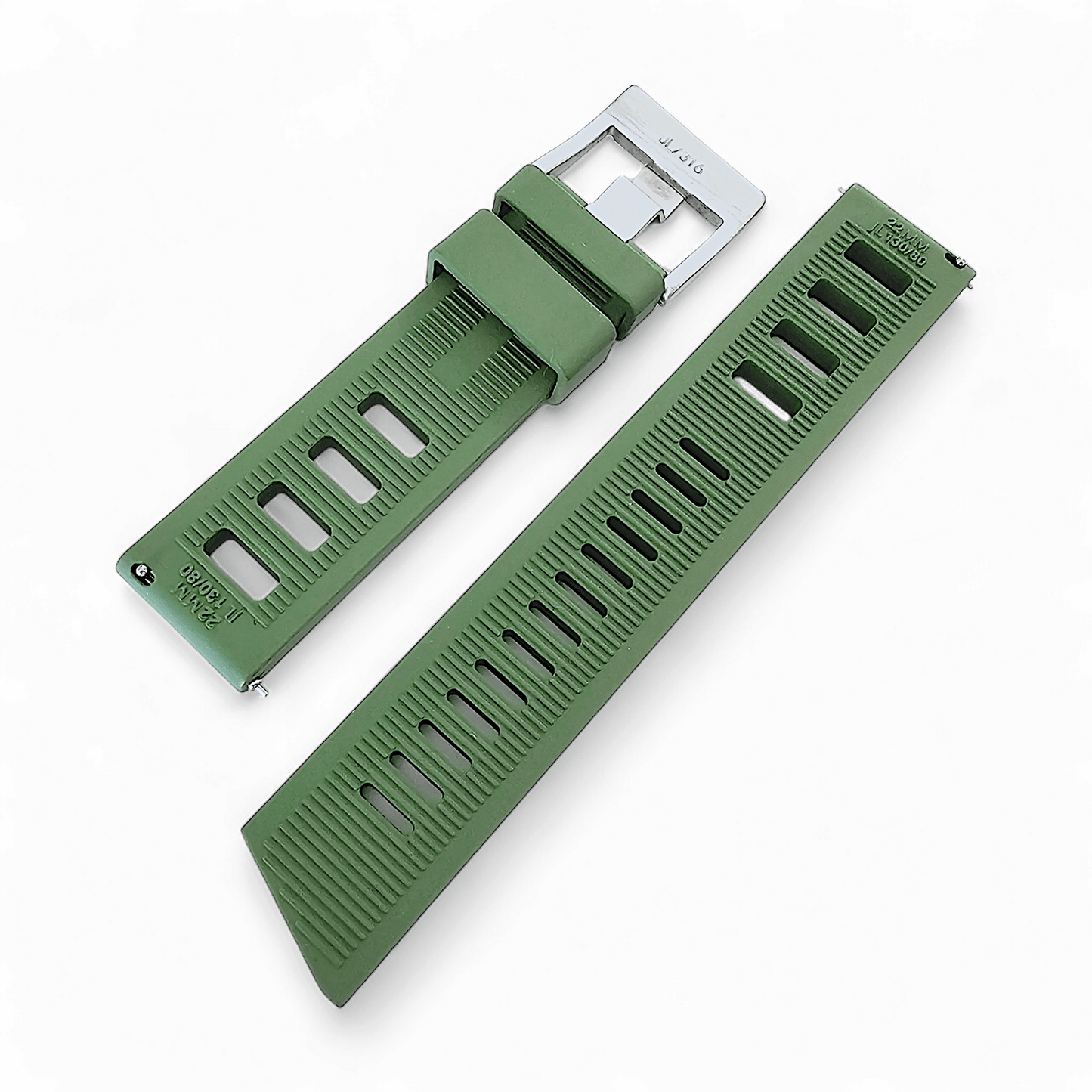 FKM Rubber Divers High Quality Thick Watch Strap Band 20mm 22mm Green - Wrist Envy