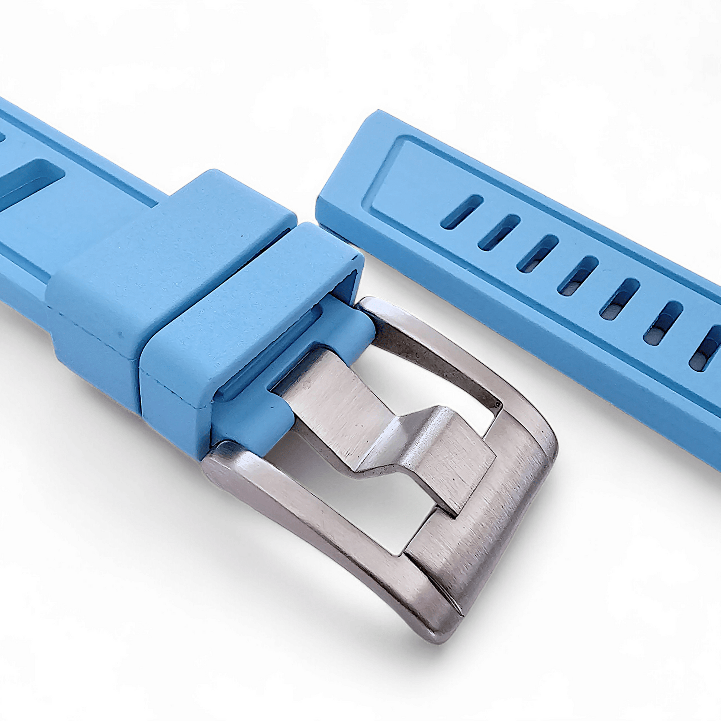 FKM Rubber Divers High Quality Thick Watch Strap Band 20mm 22mm Sky Blue - Wrist Envy