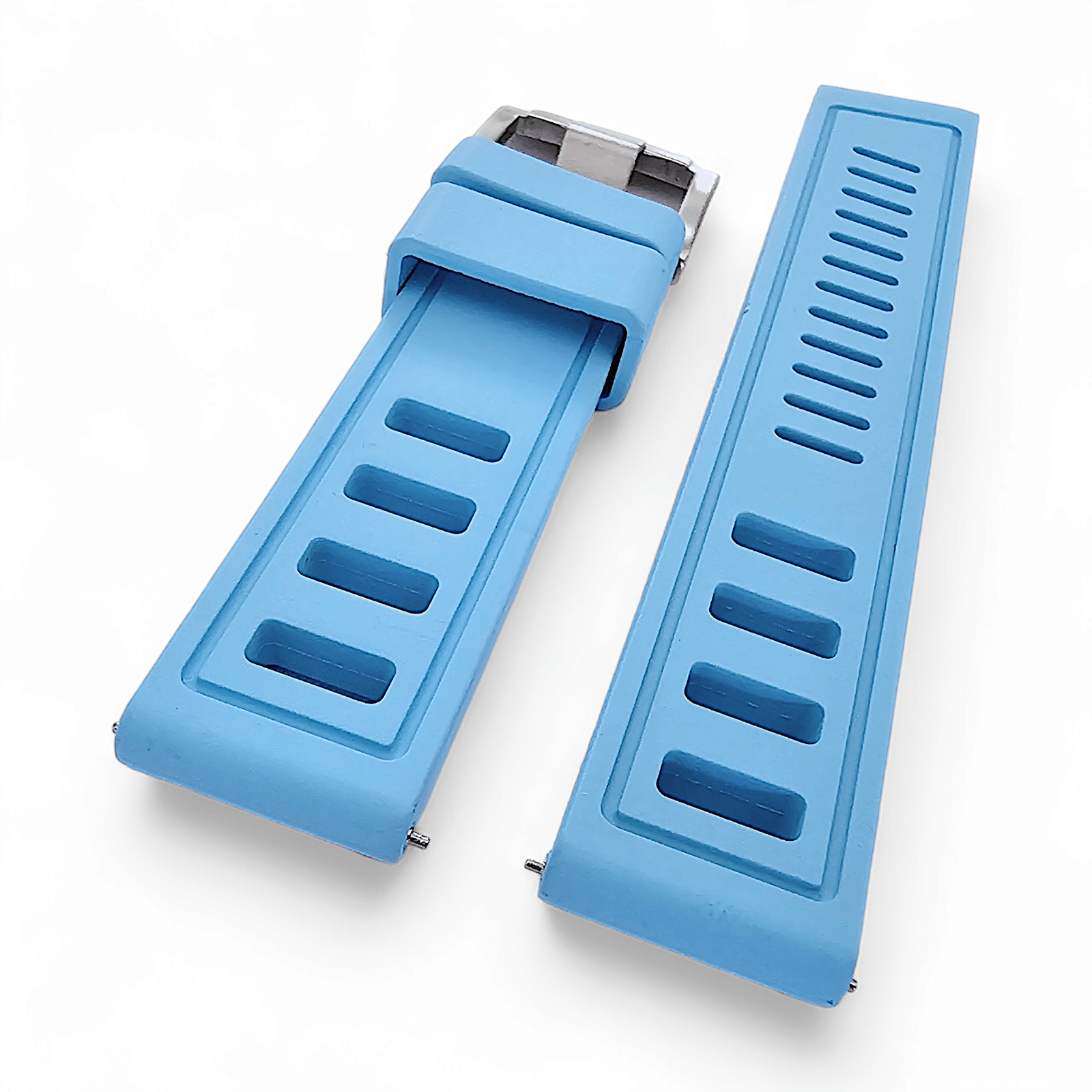 FKM Rubber Divers High Quality Thick Watch Strap Band 20mm 22mm Sky Blue - Wrist Envy