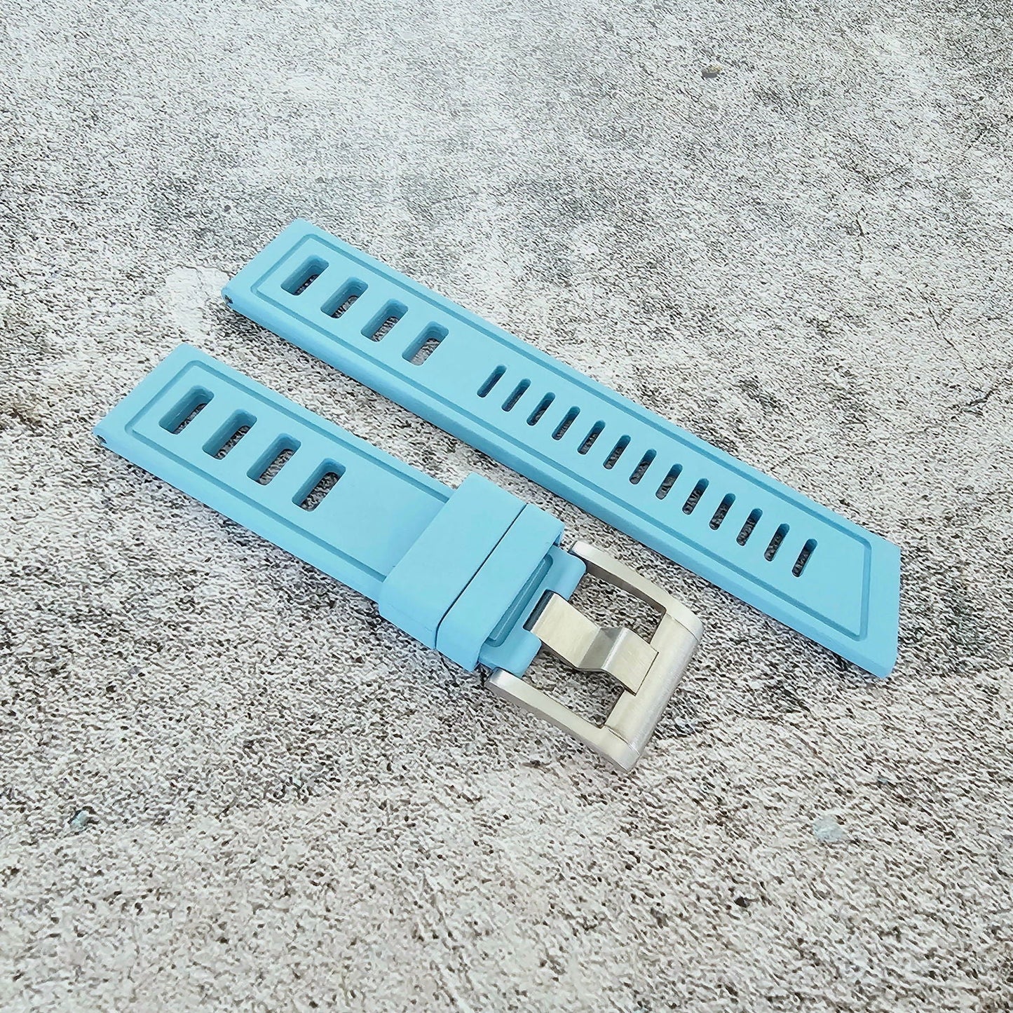 FKM Rubber Divers High Quality Thick Watch Strap Band 20mm 22mm Sky Blue - Wrist Envy