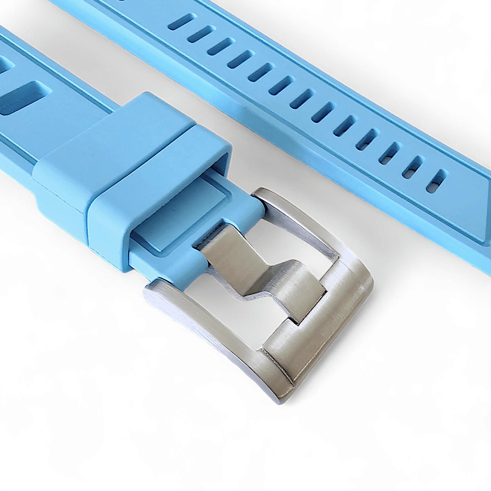 FKM Rubber Divers High Quality Thick Watch Strap Band 20mm 22mm Sky Blue - Wrist Envy