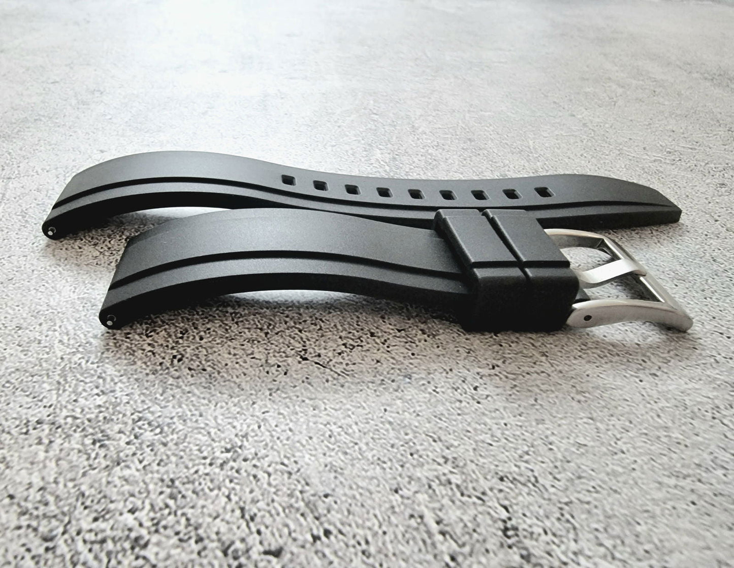 FKM Rubber Divers Watch Strap 20mm 22mm 24mm Black - Wrist Envy