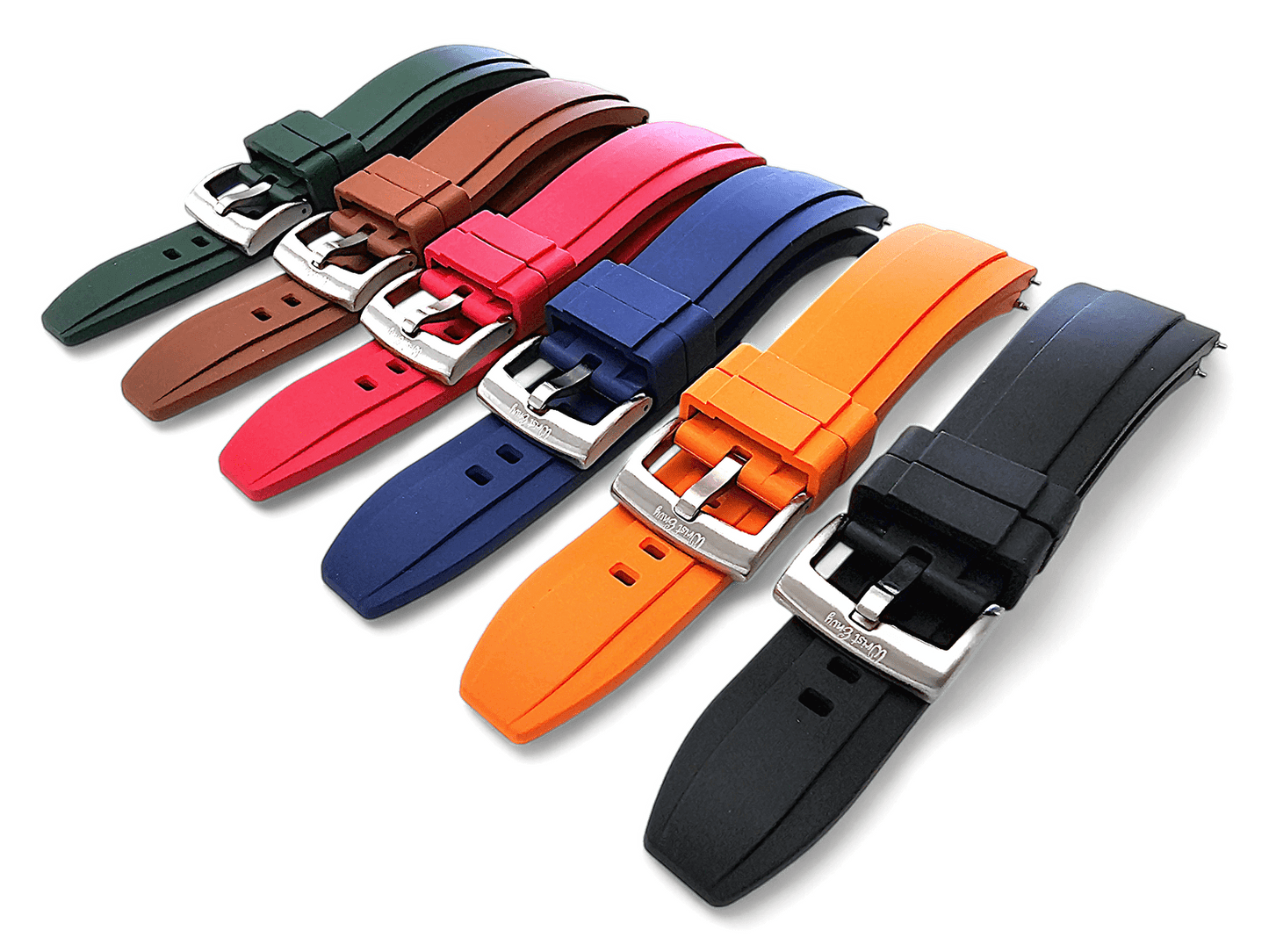 FKM Rubber Divers Watch Strap 20mm 22mm 24mm Black - Wrist Envy