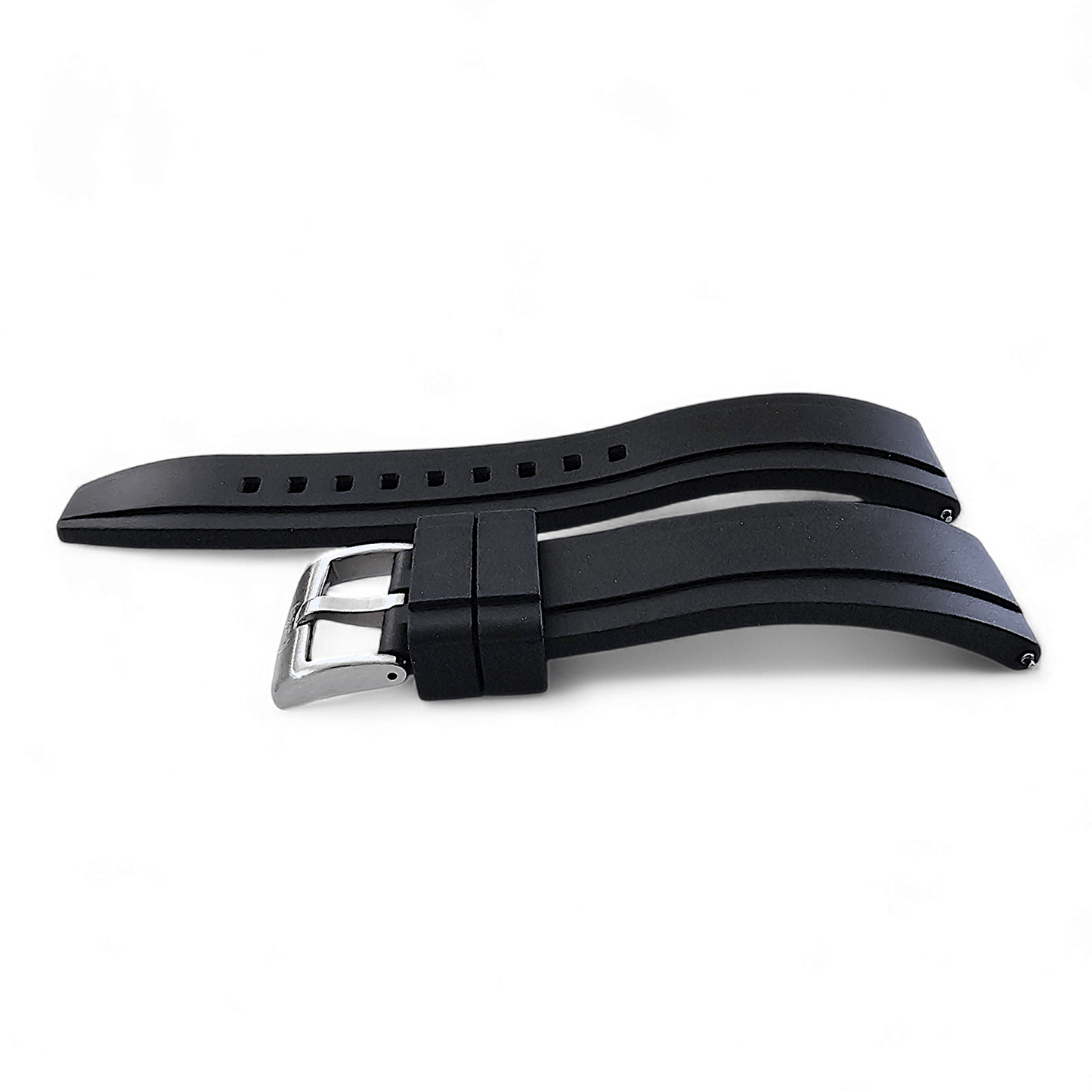 FKM Rubber Divers Watch Strap 20mm 22mm 24mm Black - Wrist Envy