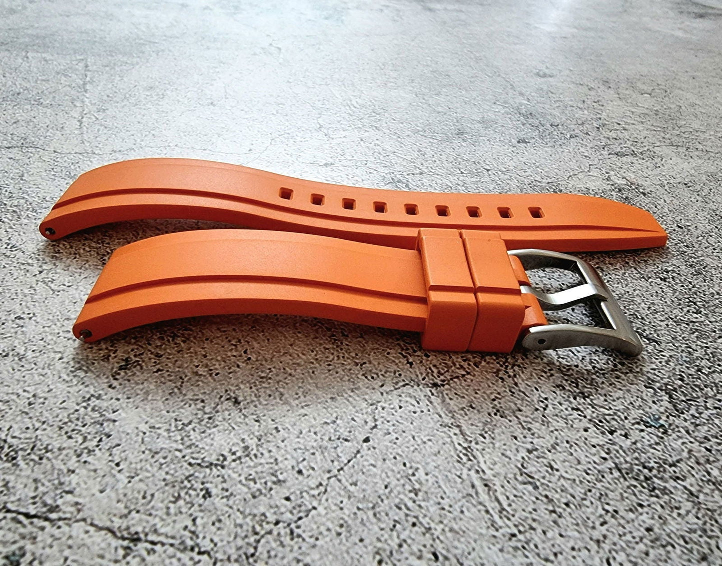 FKM Rubber Divers Watch Strap Band 20mm 22mm Orange - Wrist Envy
