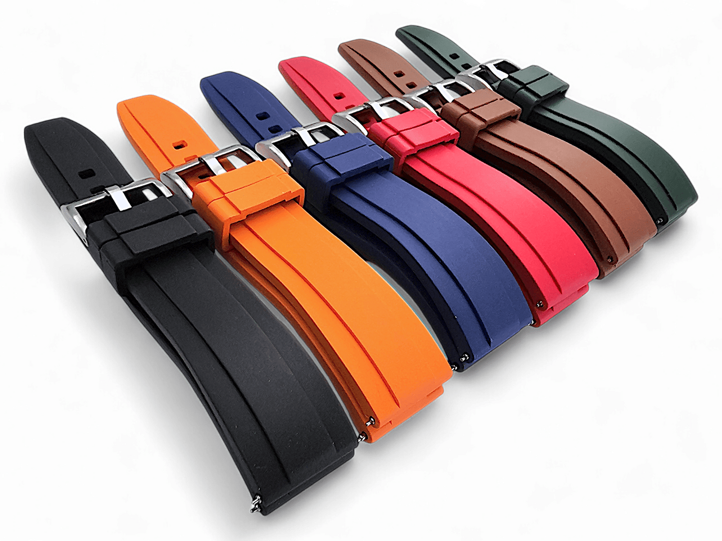 FKM Rubber Divers Watch Strap Band 20mm 22mm Orange - Wrist Envy