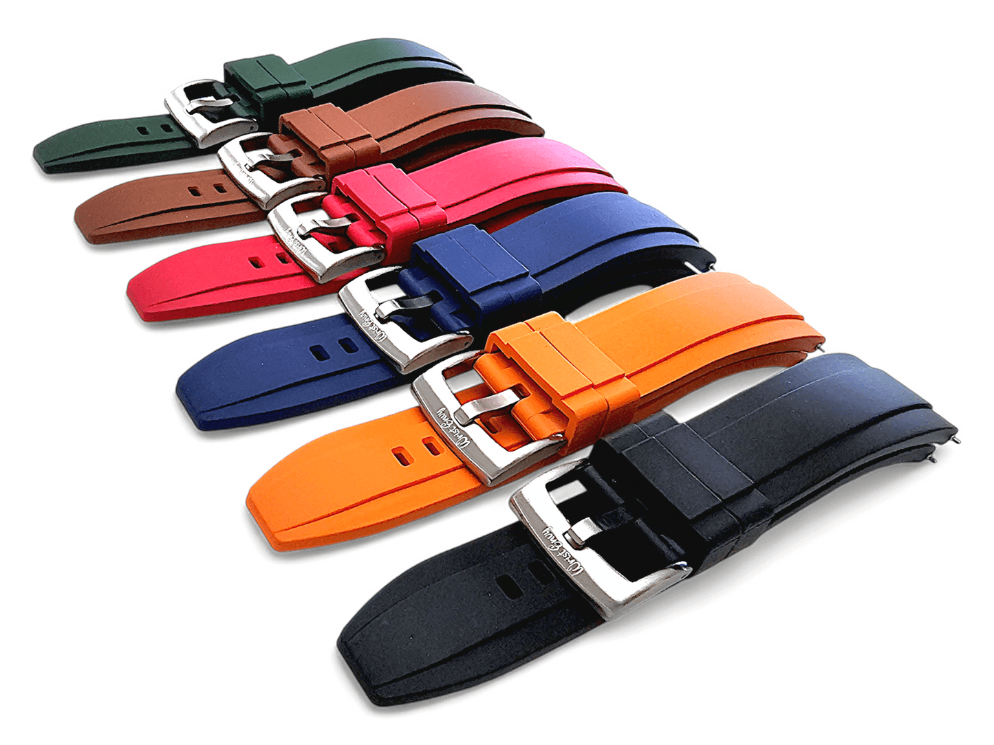 FKM Rubber Divers Watch Strap Band 20mm 22mm Orange - Wrist Envy