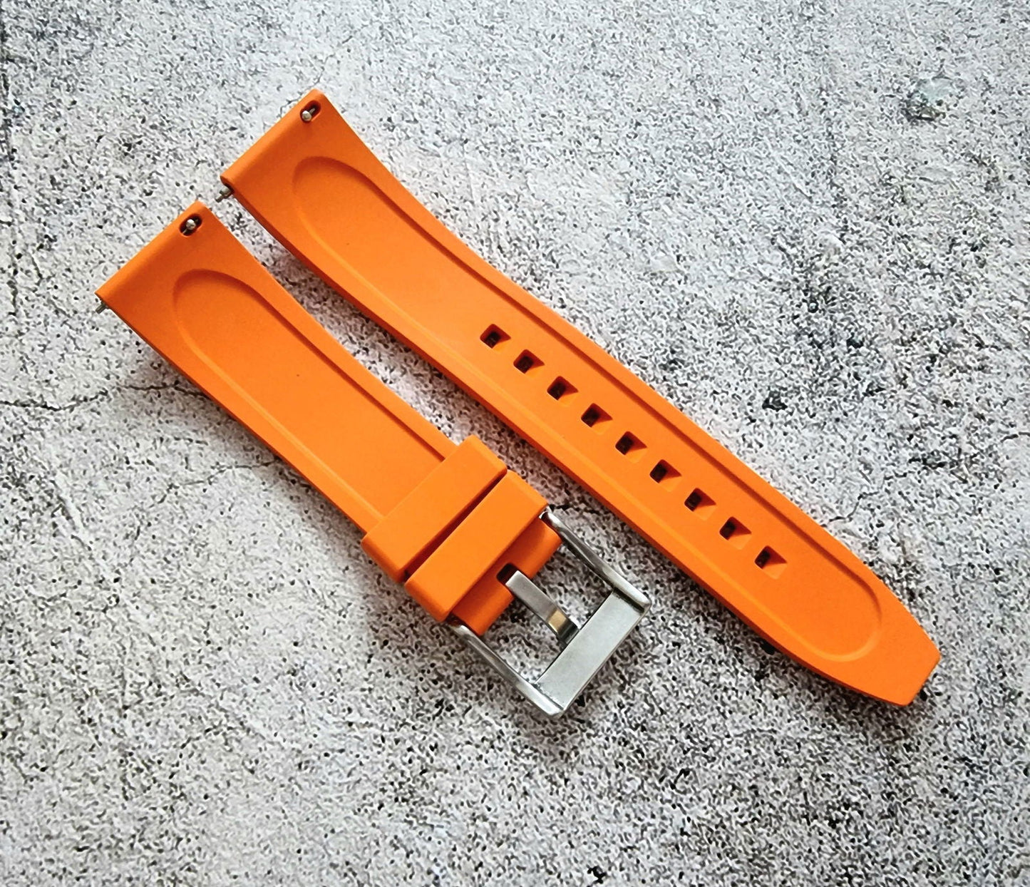 FKM Rubber Divers Watch Strap Band 20mm 22mm Orange - Wrist Envy