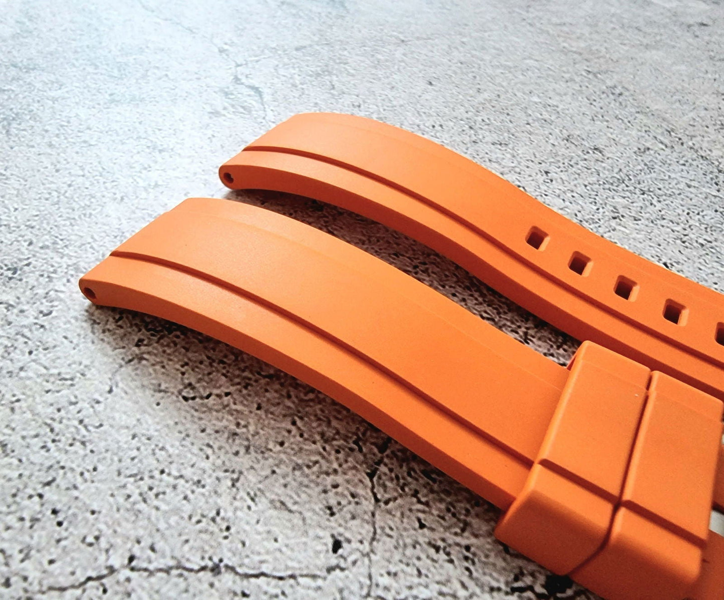 FKM Rubber Divers Watch Strap Band 20mm 22mm Orange - Wrist Envy