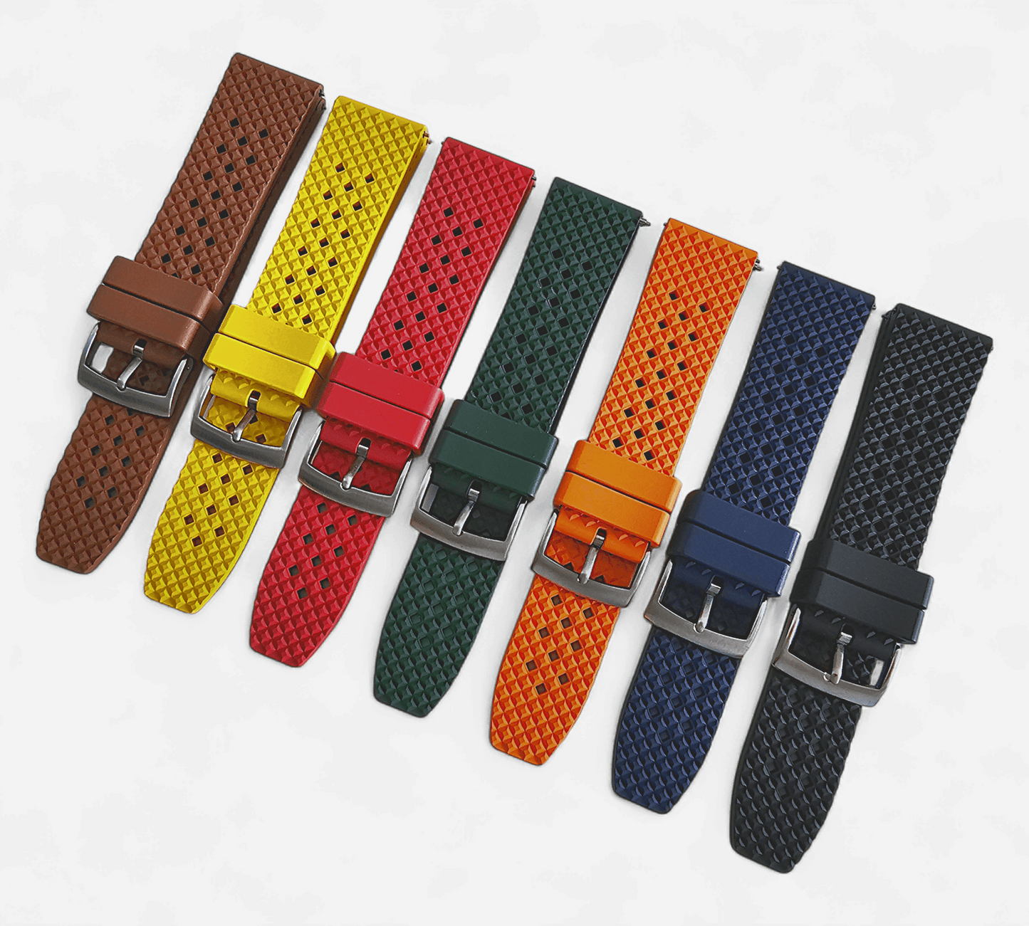 FKM Rubber Honeycomb Divers Watch Strap Band 20mm 22mm Black - Wrist Envy