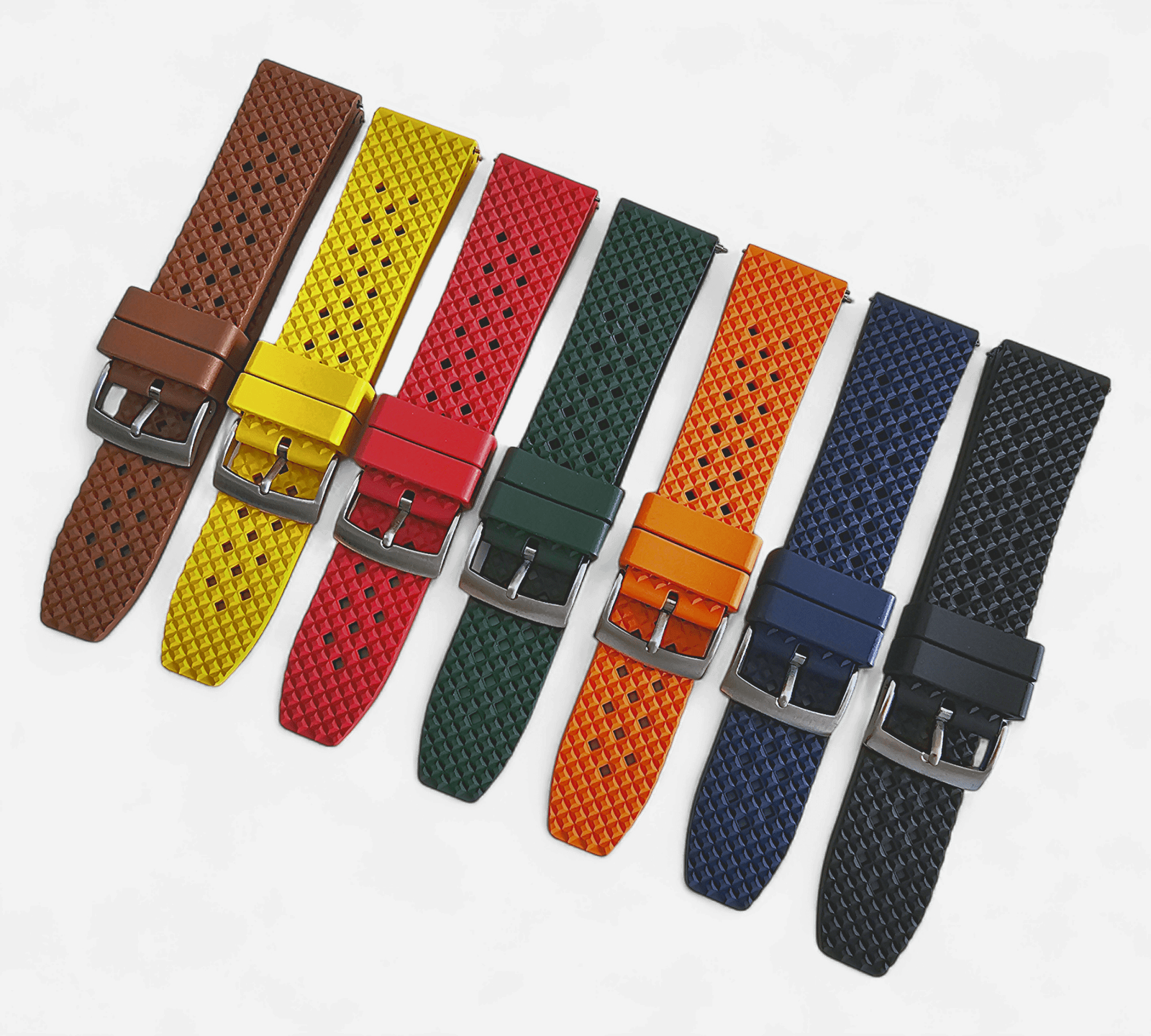 FKM Rubber Honeycomb Divers Watch Strap Band 20mm 22mm Black - Wrist Envy